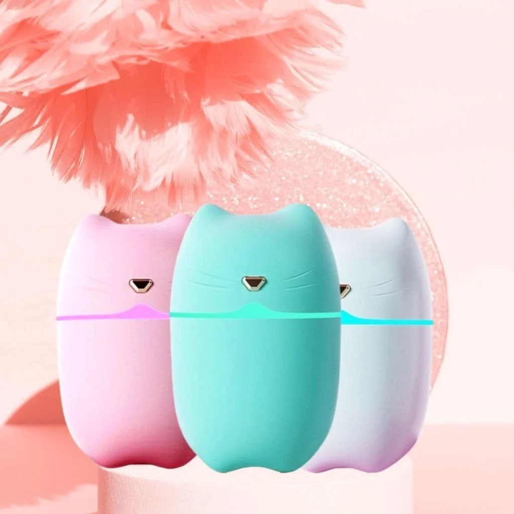 Mobigon Wood Cool Mist Ultrasonic Humidifier for Room Moisture, Aroma Diffuser for Home, 260ml Essential Oil Diffuser with 7 Colorful Night Light, Auto Shut-Off, Home, Office, car - Turquoise