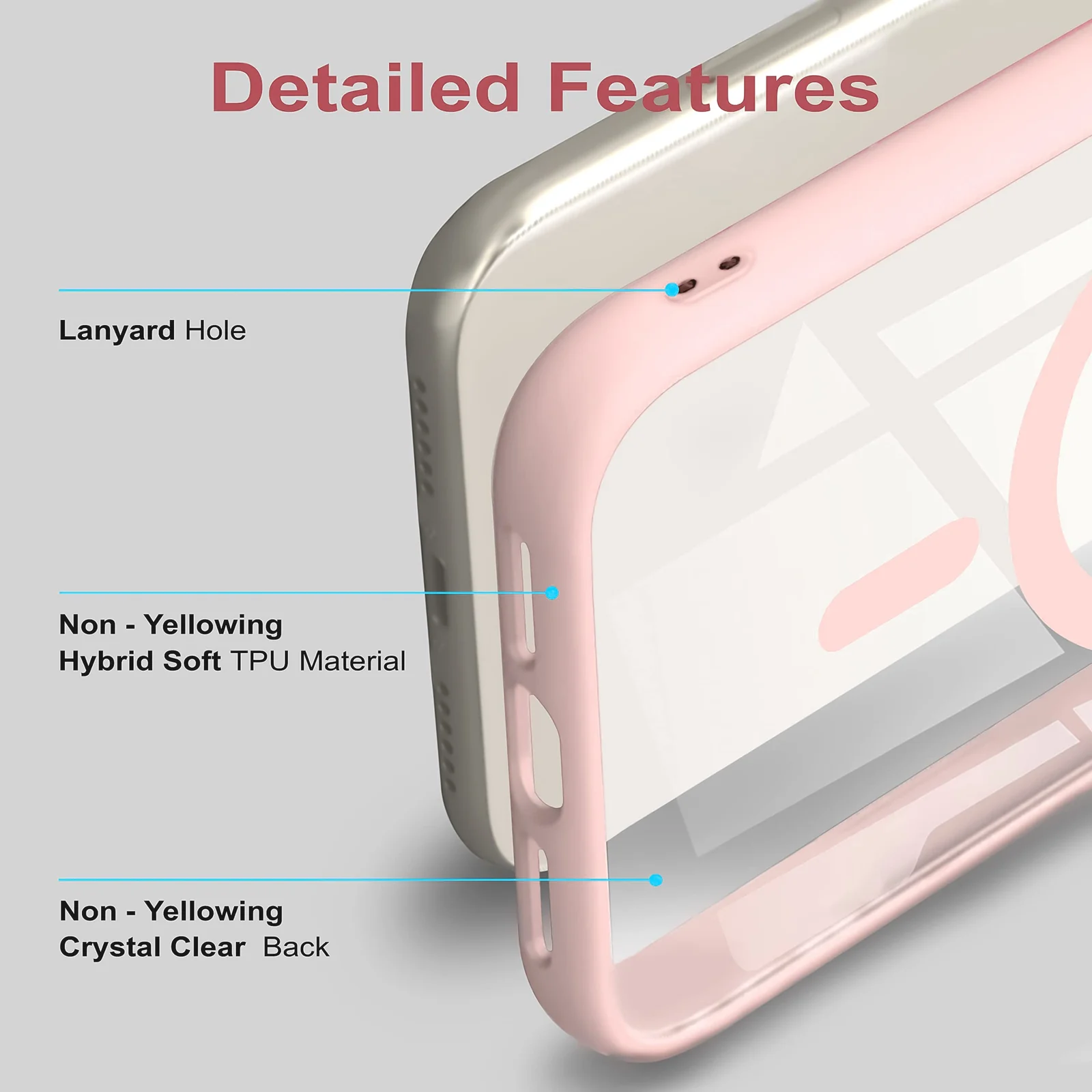 DL3 Mobilak MagSafe-Compatible Clear Magnetic Case for Samsung Galaxy S23 - Pink