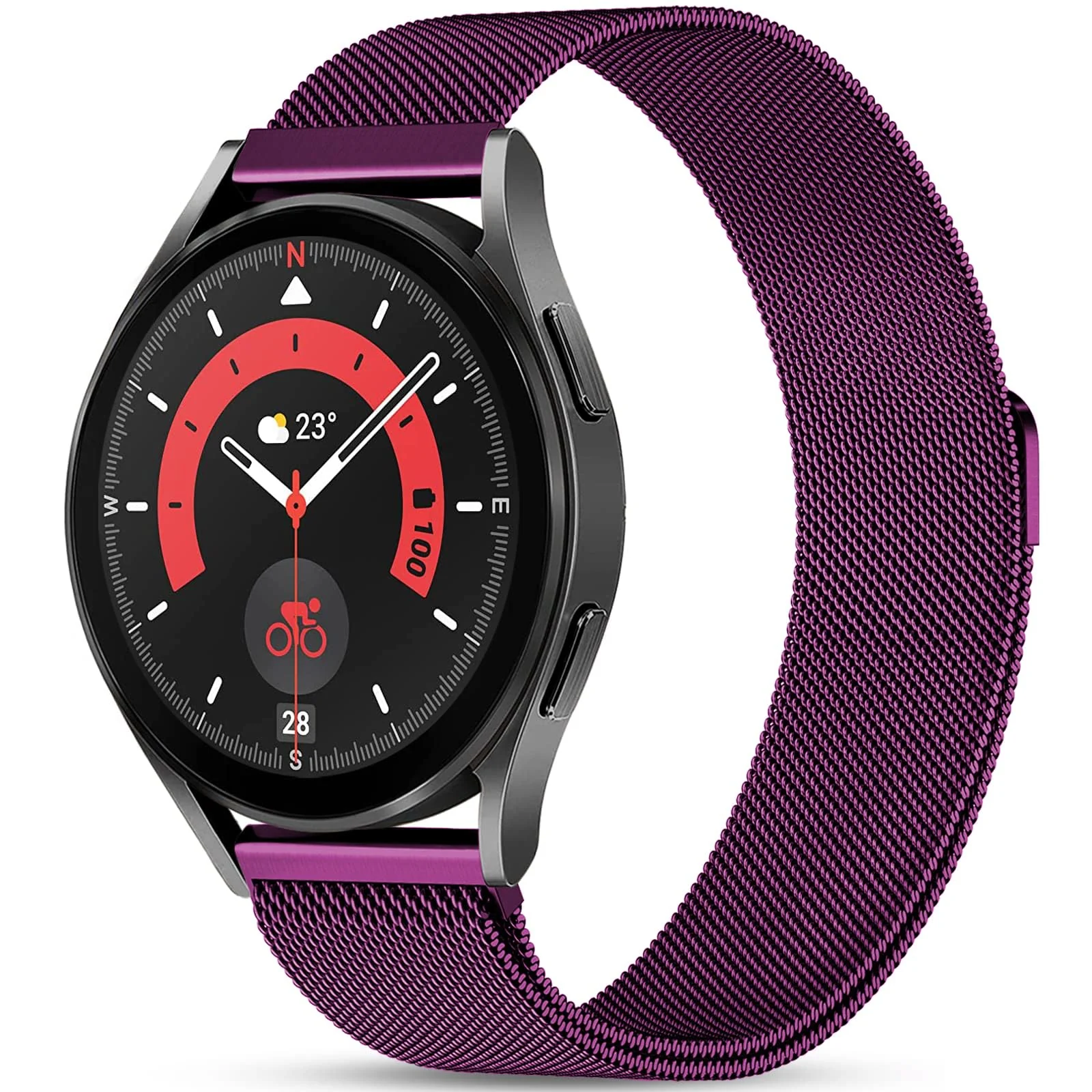 Dl3 Mobilak stainless steel Band 20MM Strap For Samsung Gear Sport/Watch 4/Watch 5/Watch 5 Pro /S2 classic/active 2 40MM 44MM/Amazfit GTS 3/GTS 4/4 Mini/Bip 3/Pro/GTS 2 mini/GTS 2/Bip U (Black)