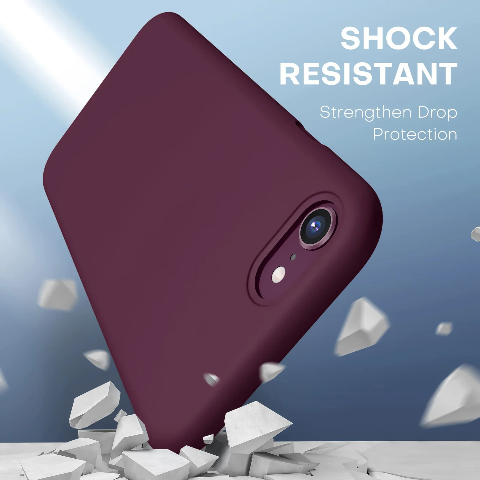 DL3 Mobilak Liquid Silicone Protective Case with Soft Microfiber Lining for iPhone SE 2022, SE 2020, iPhone 7, iPhone 8 - Wine Red