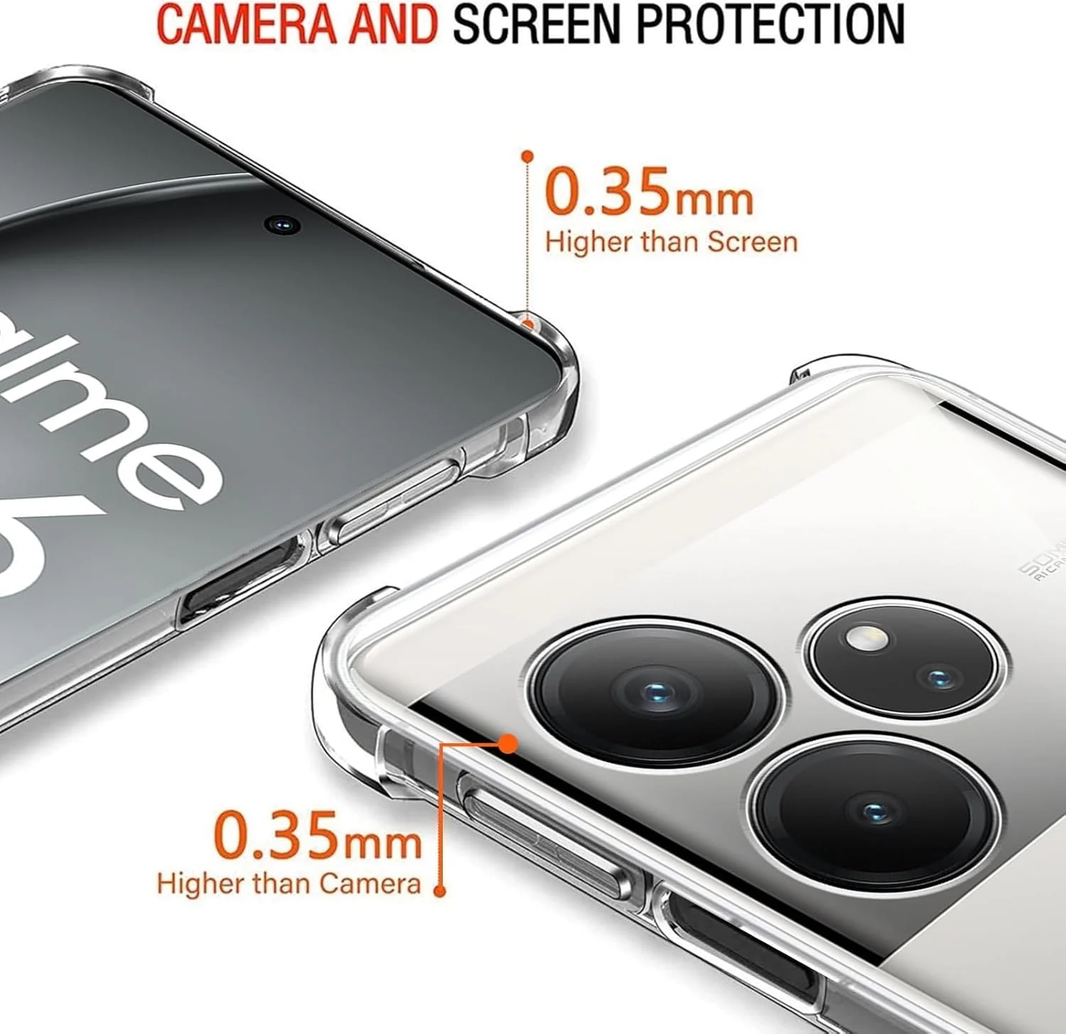 DL3 Mobilak Clear TPU Protective Case for realme GT 6 / realme GT 6T with Camera Protection and Shockproof Design - Clear