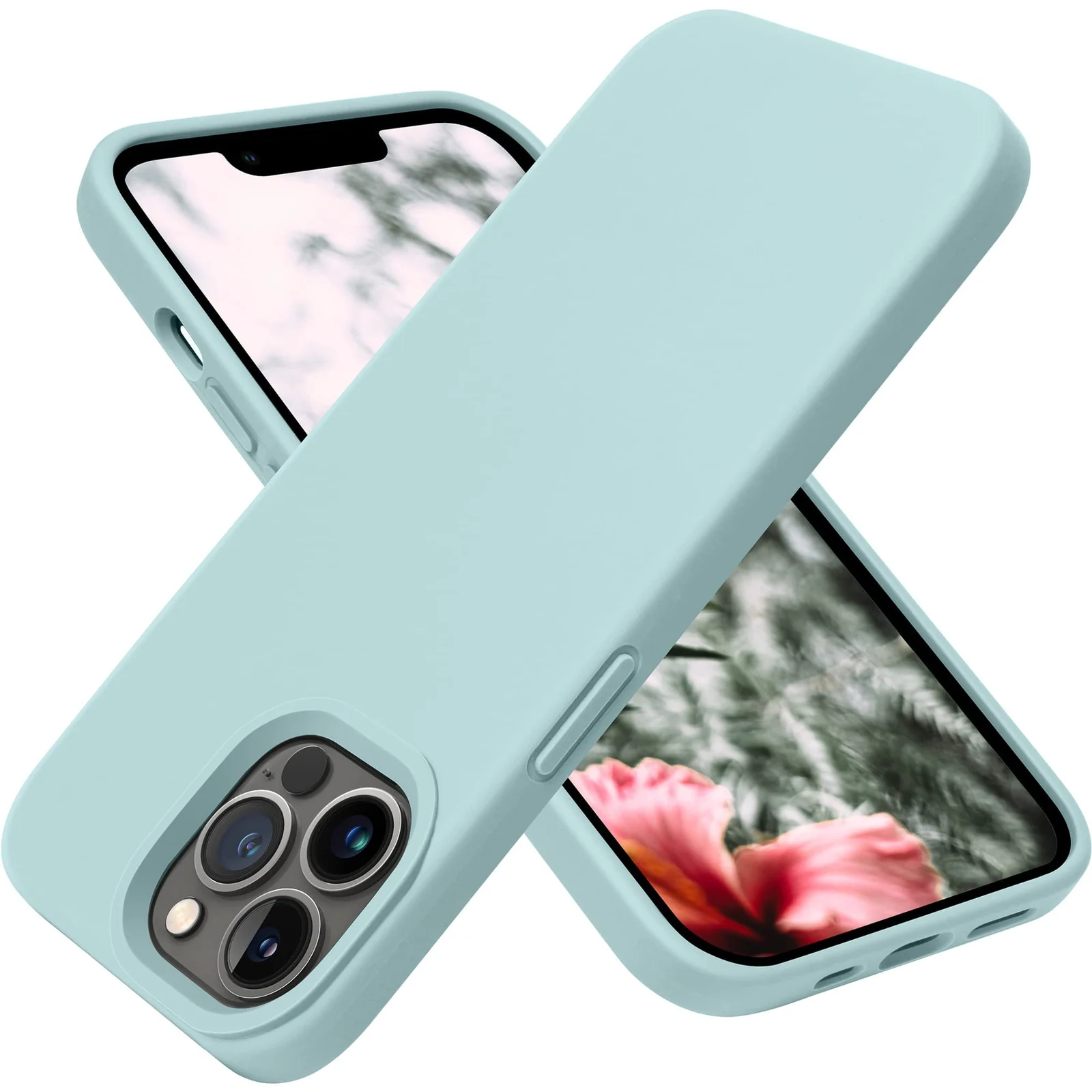 DL3 Mobilak Liquid Silicone Protective Case for iPhone 15 with Camera Protection and Microfiber Lining - Mint Green