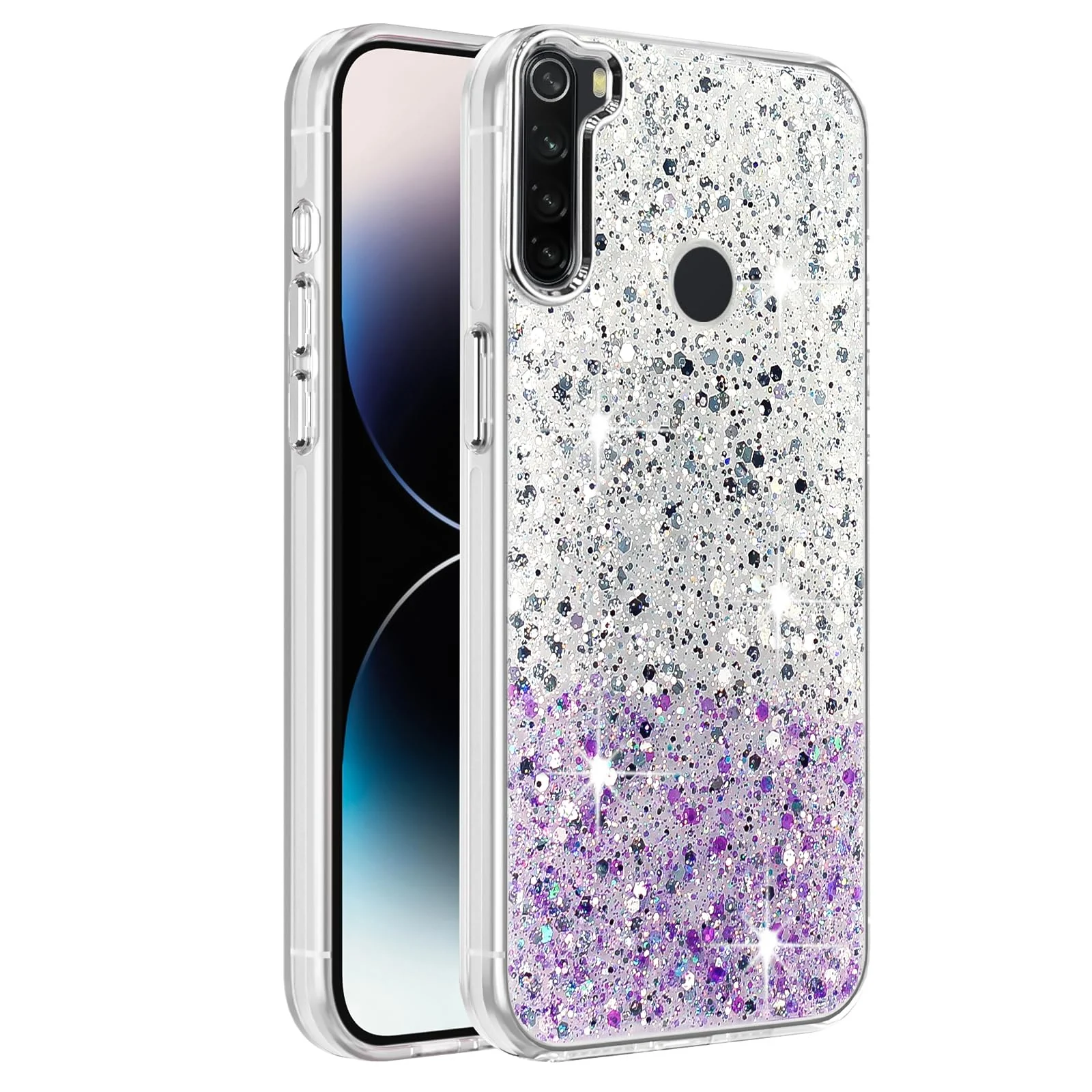 DL3 Mobilak Glitter Protective Case for Xiaomi Redmi Note 8, Supports wireless charging, Camera protection, Shock-absorbing protection