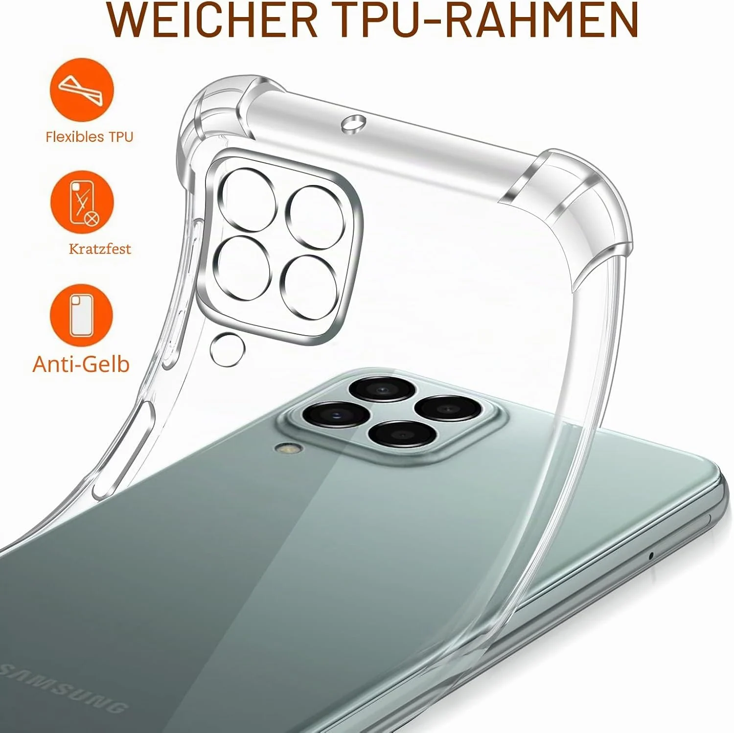 DL3 MOBILAK Anti-Shock Transparent TPU Phone Case for Samsung Galaxy M33 5G, Clear
