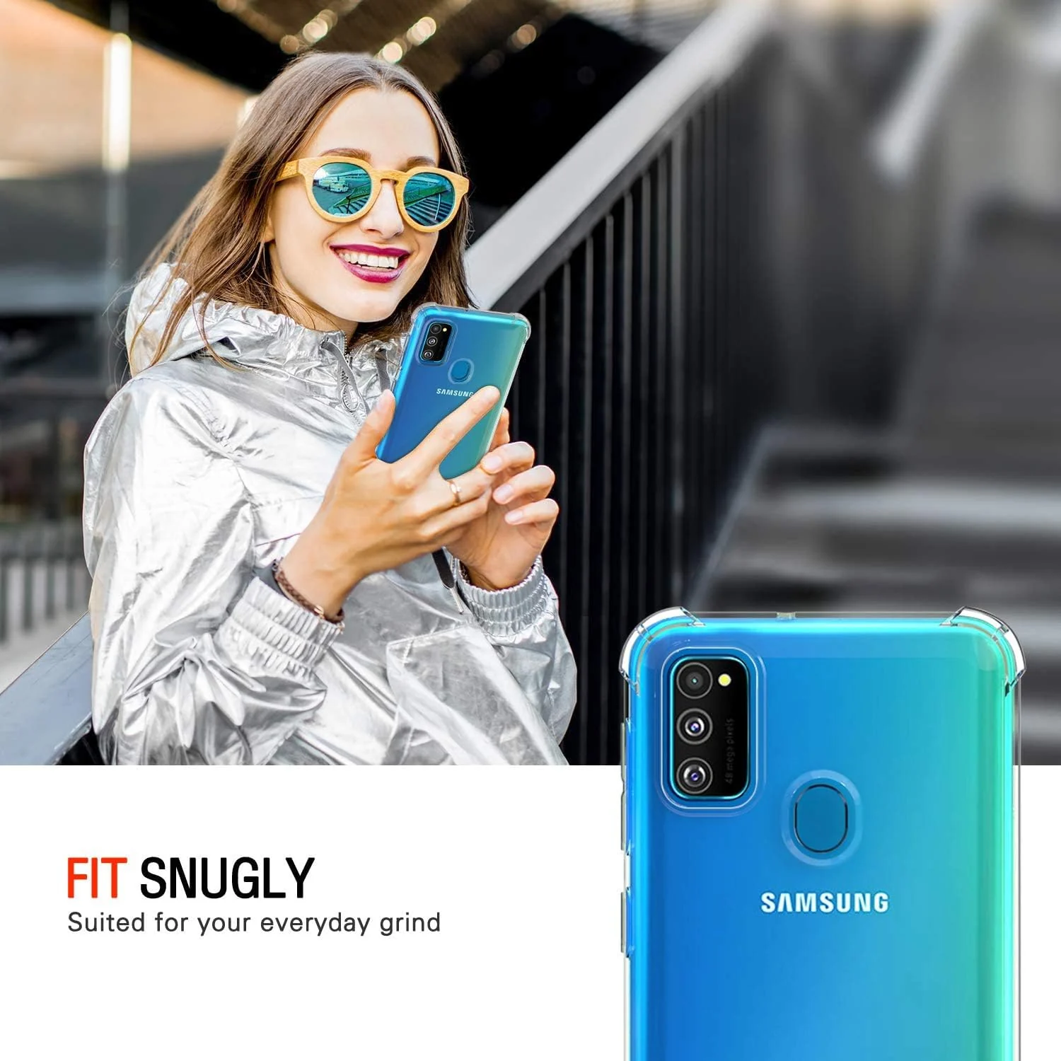 DL3 MOBILAK Clear Soft TPU Phone Case for Samsung Galaxy M30s and M21 - Clear