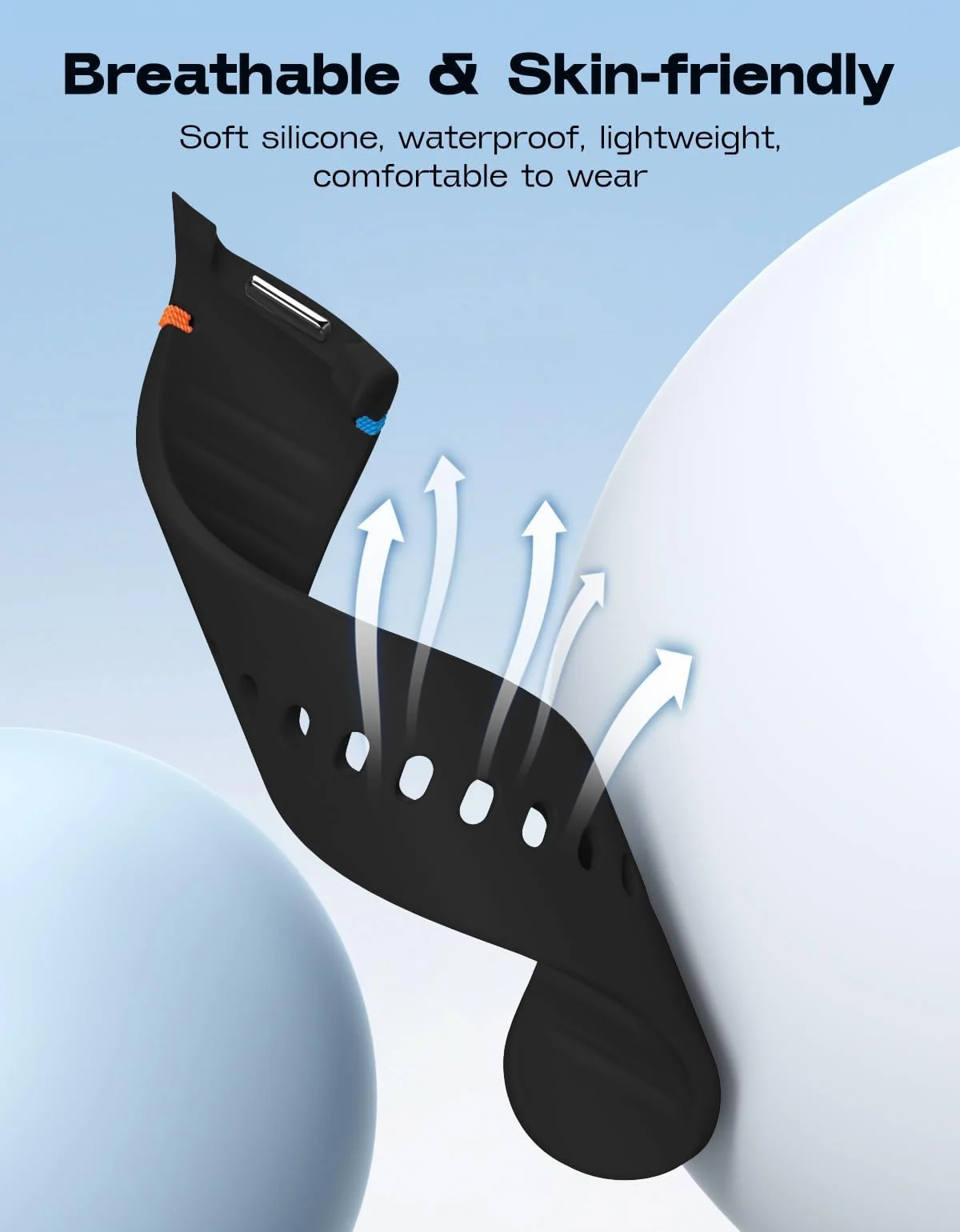 DL3 Mobilak Silicone Bands Compatible with Samsung Galaxy Watch 8 Band 40mm 44mm, Galaxy Watch 8 Classic Band 46mm, Waterproof Soft Wristband Sport Strap for Galaxy Watch 8 Bands 2025 Women Men - Black