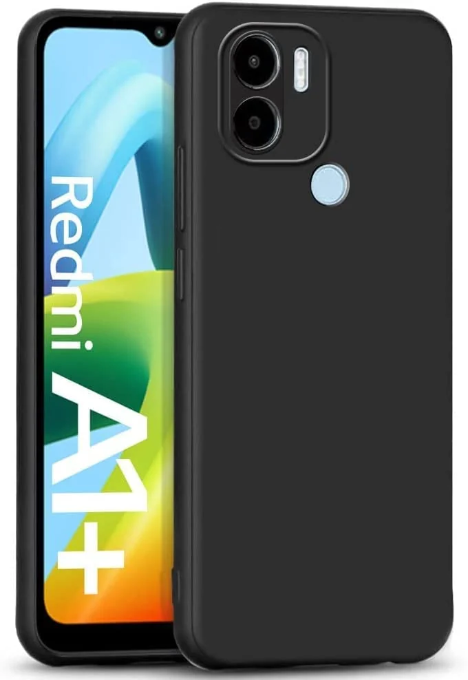 DL3 Mobilak Case For Xiaomi Redmi A1+ A1 Plus 4G, Case Compatible with Liquid Silicone Case Protector Camera Soft TPU Slim Back Cover - Black