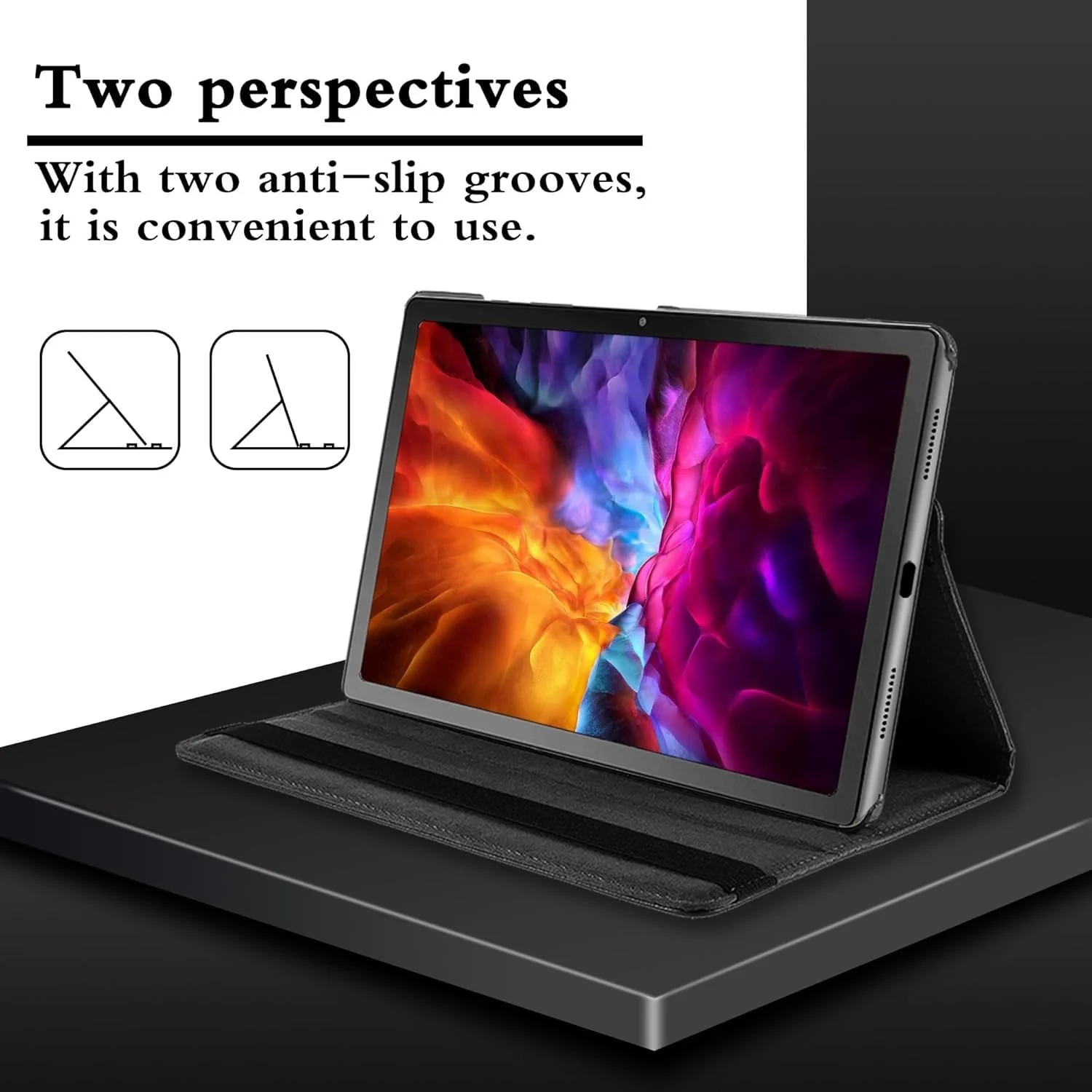 DL3 Mobilak Protective Cover for Huawei MatePad SE 11 inch 2024, 360° Rotatable Smart Stand, Leather Folio Flip Cover with Multi-Angle Viewing, Auto Wake Sleep - Black