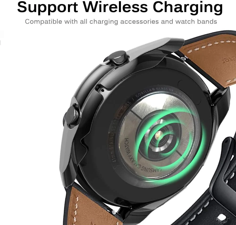 DL3 Mobilak Case Compatible with Samsung Galaxy Watch 3 45mm Case All-Around Screen Protector Watch Soft TPU Shockproof Cover Slim Guard Thin Bumper Shell Protector - Black