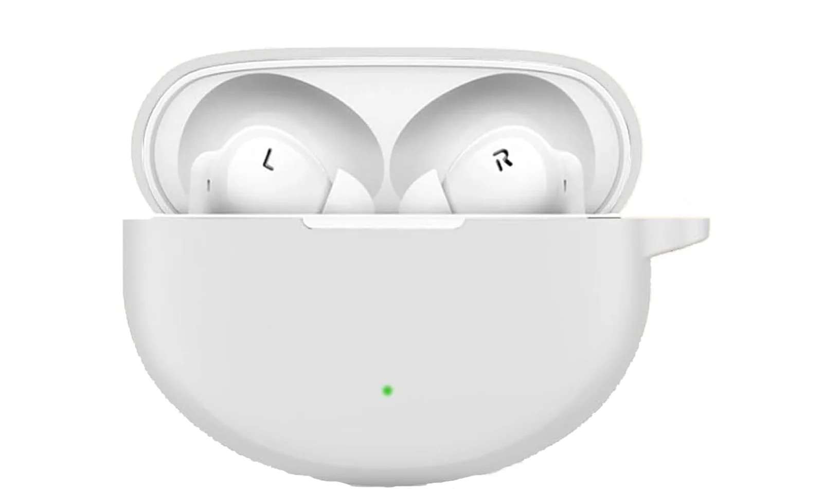 DL3 Mobilak Compatible with OPPO Enco Air3 Pro Case Cover, Soft Silicone Shockproof Protective Case Wireless Earbuds with Carabiner, Front LED Visible - White