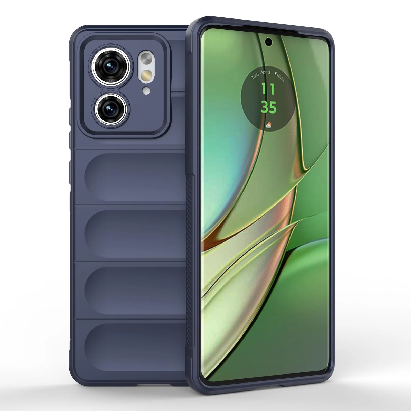 DL3 Mobilak Silicone Case for Motorola Edge 40 5G Heavy Duty Protective [Slim Fit] Shockproof Soft Flexible Protective Design Shock-Absorption TPU Cover With Camera Protection - Blue