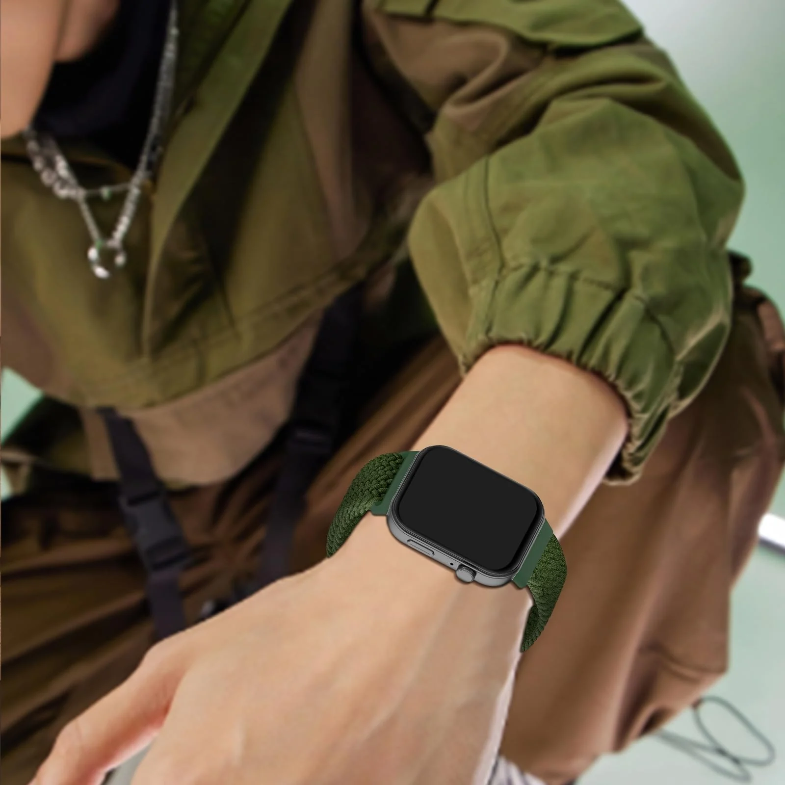 DL3 Mobilak Replacecment Band Compatible with Huawei Watch Fit 3 for Women Men, Adjustable Braided Bands Straps Elastics Sport Wristband Nylon Band for Huawei Watch Fit 3 Strap - Green