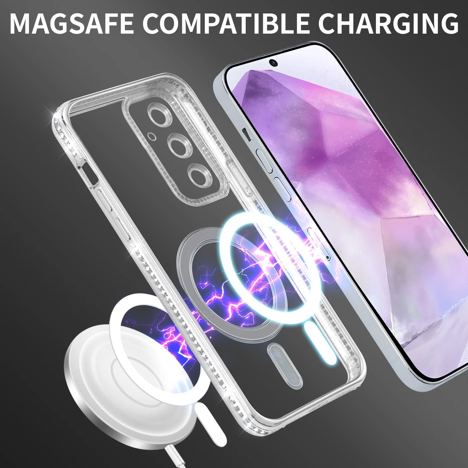 DL3 Mobilak MagSafe-Compatible Magnetic Case for Samsung Galaxy A17 with Camera Protection and Magnetic Car-Mount Support - Silver