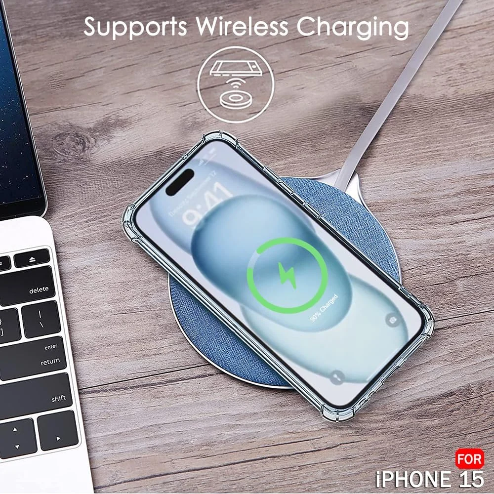DL3 Mobilak Clear TPU Case for iphone15, Camera protection, Shock-absorbing protection, Non-slip grip - Clear
