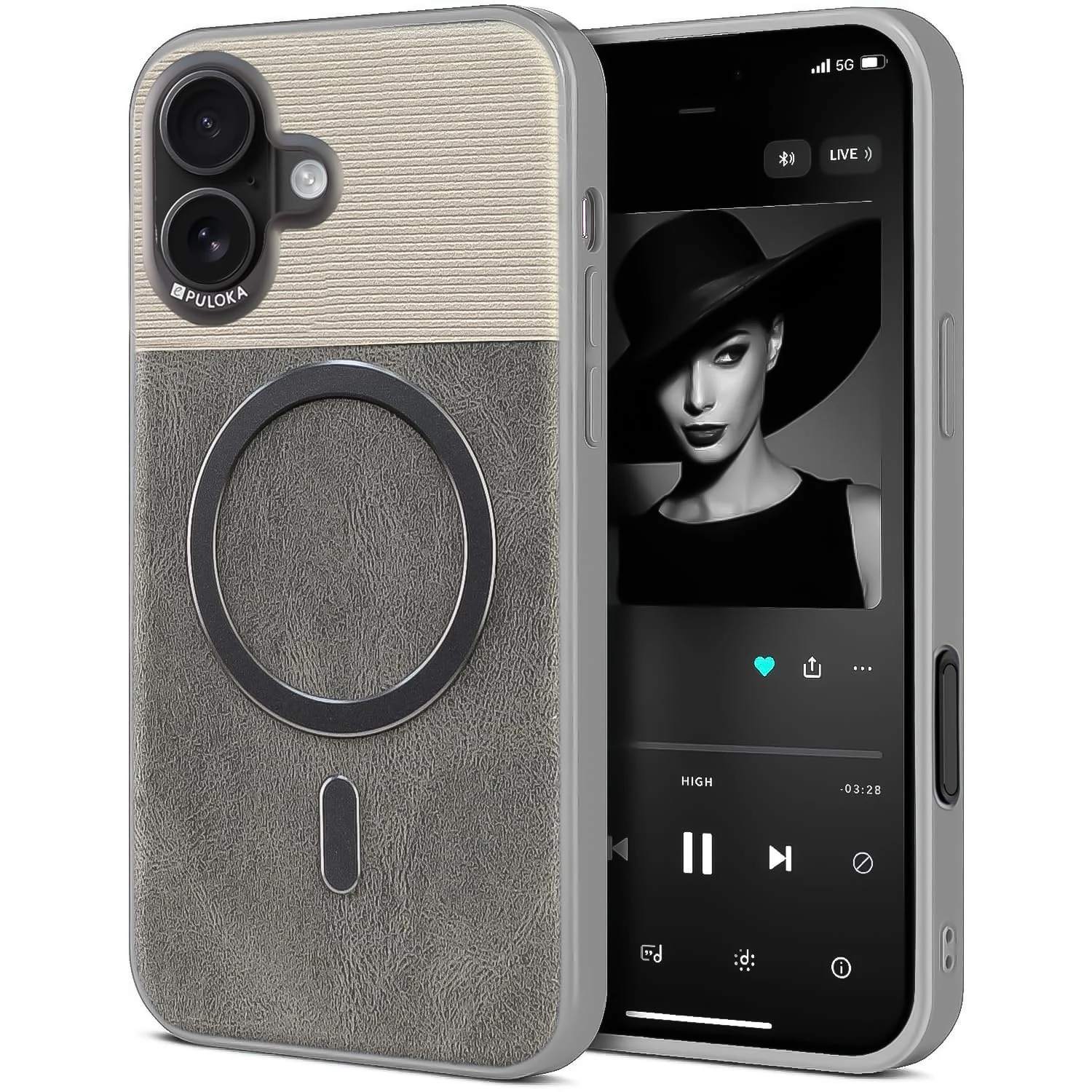 DL3 Mobilak Leather Wallet Case for iPhone 16 6.1-Inch Compatible with, Compatible with MagSafe accessories, Supports wireless charging, Camera protection