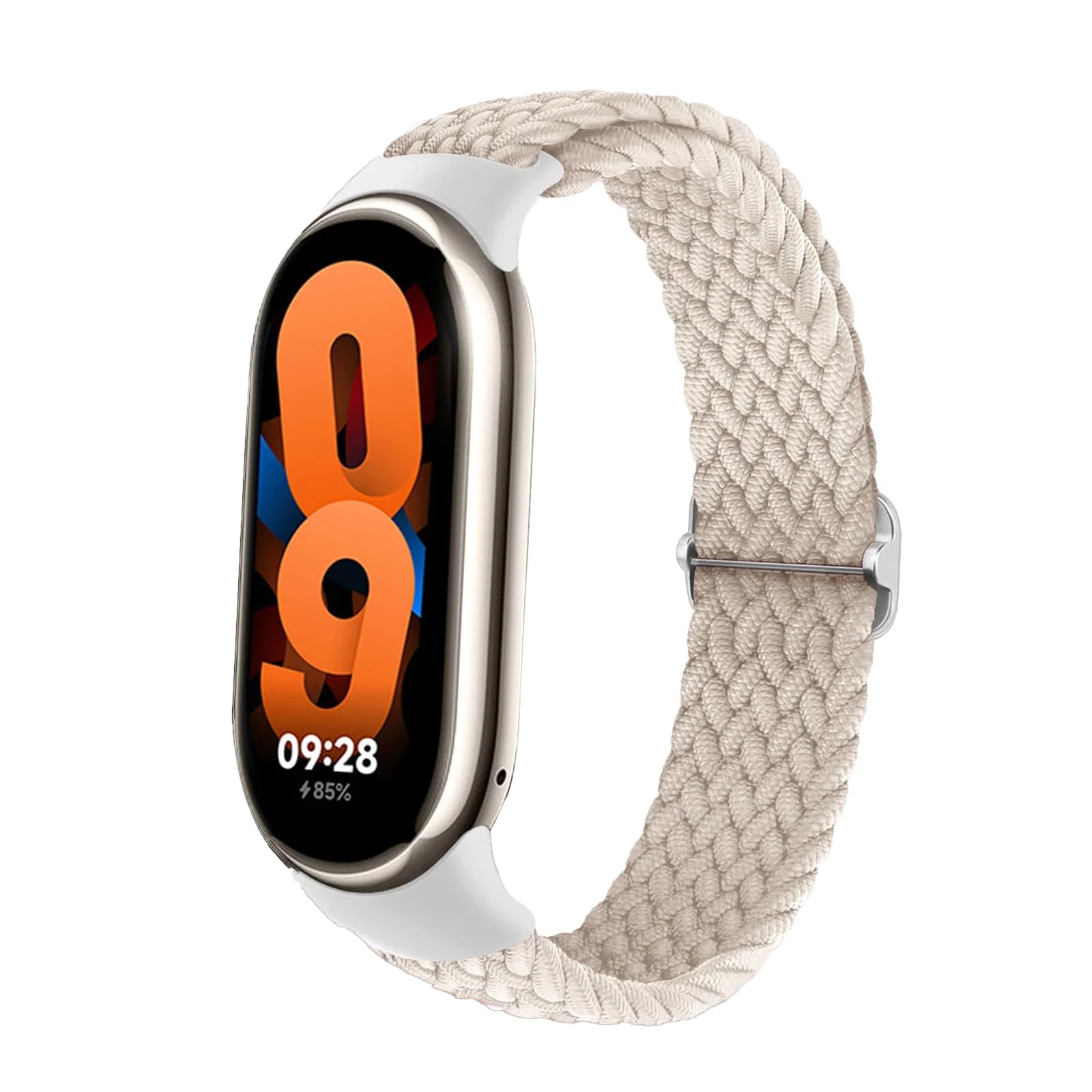 DL3 Mobilak Compatible with Xiaomi Mi Band 10/9/8 strap, Braided Solo Loop for Nylon Elastic Adjustable Replacement Wristband Compatible with Xiaomi Smart Band 8/9/10 - Starlight