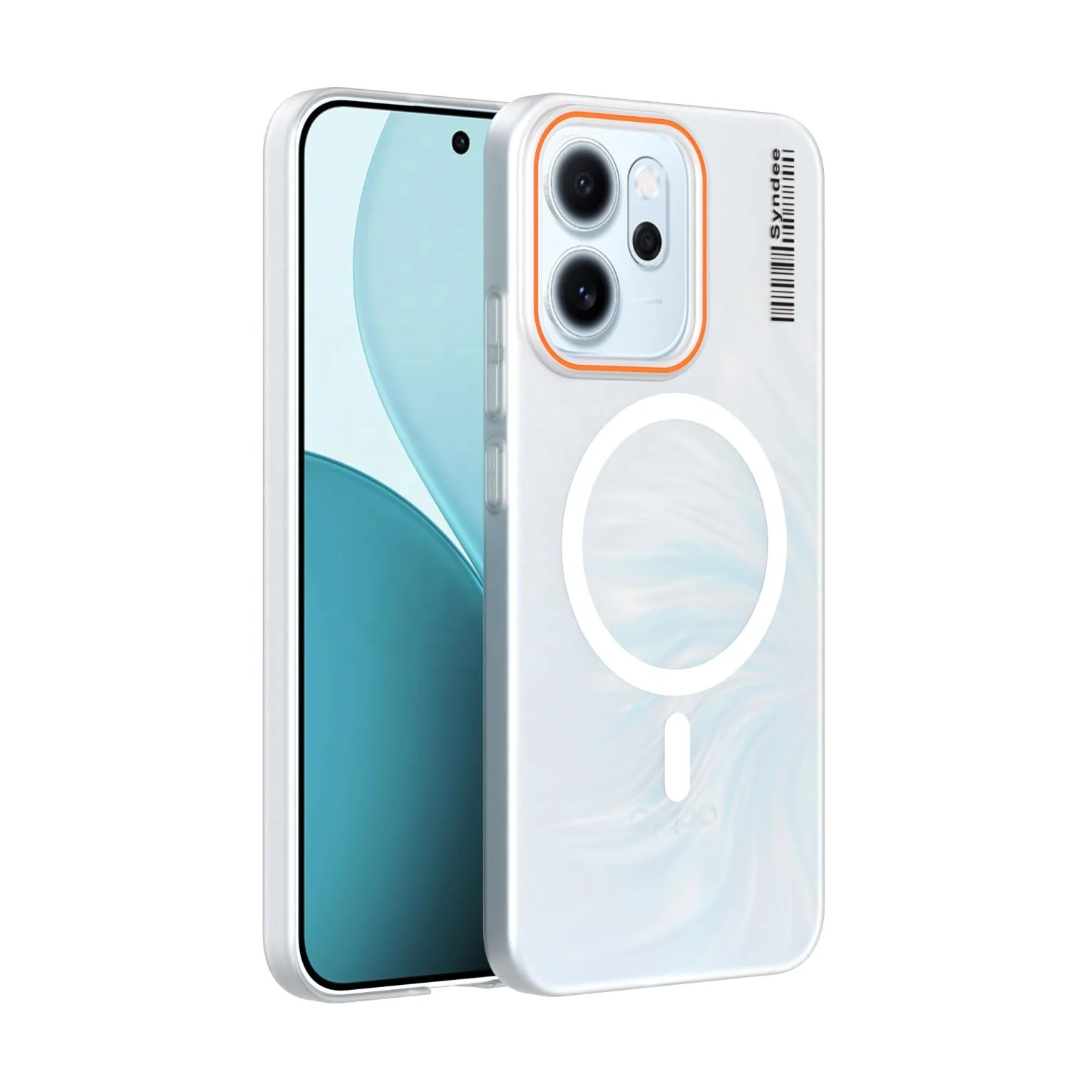 DL3 Mobilak Translucent Matte Case for OPPO Reno 14F / OPPO Reno14 FS, Compatible with MagSafe accessories, Shock-absorbing protection, Integrated ring holder - Clear