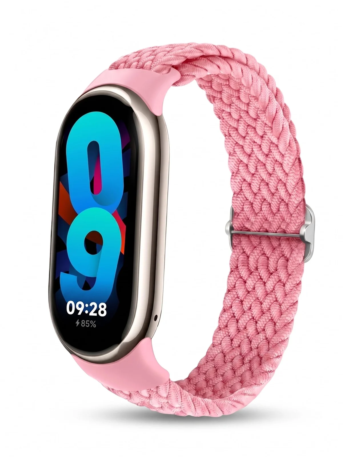 Xiaomi Mi 10 / 9 / 8 / Braided Solo Loop for — DL3 Mobilak Compatible with Xiaomi Mi Band 10/9/8 strap, Braided Solo Loop for Nylon Elastic Adjustable Replacement Wristband Compatible with Xiaomi Smart Band 8/9/10 - A-Pink