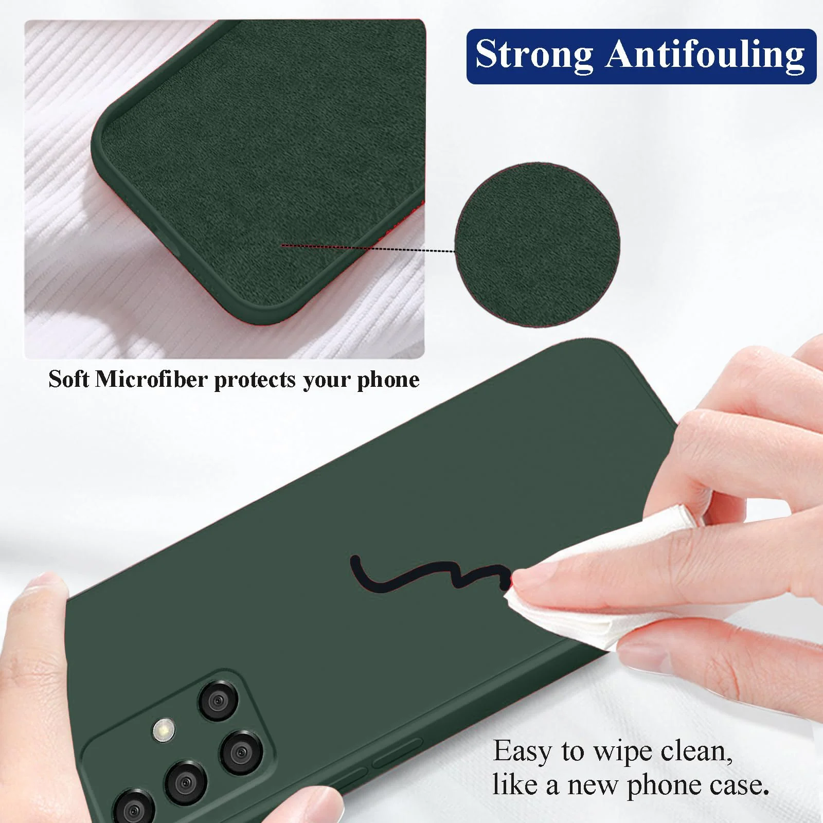 DL3 Mobilak Soft Silicone Protective Case for Samsung Galaxy A51 with Microfiber Lining and Shockproof Design - Green