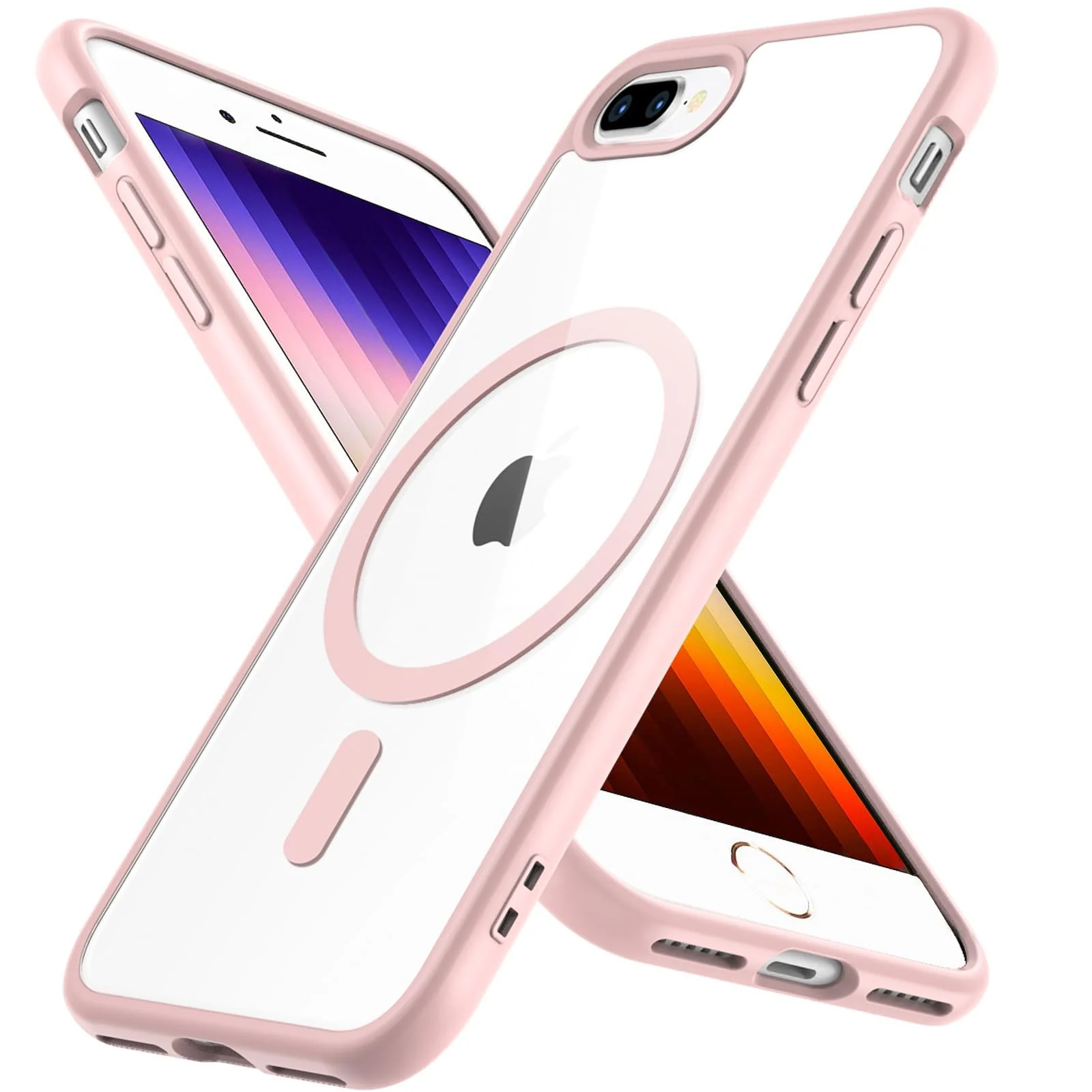 DL3 Mobilak Clear MagSafe-Compatible Magnetic Case for iPhone 7 Plus / iPhone 8 Plus with Camera Protection and Military-Grade Protection - Pink