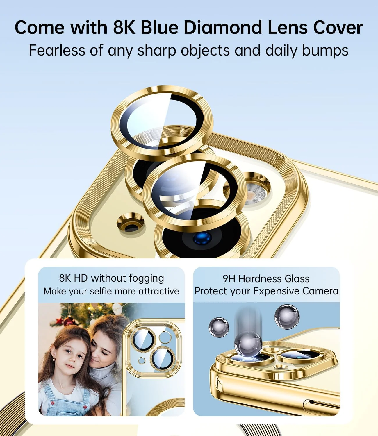 DL3 MOBILAK MagSafe Phone Case with Camera Lens Protector for Apple iPhone 14, Gold