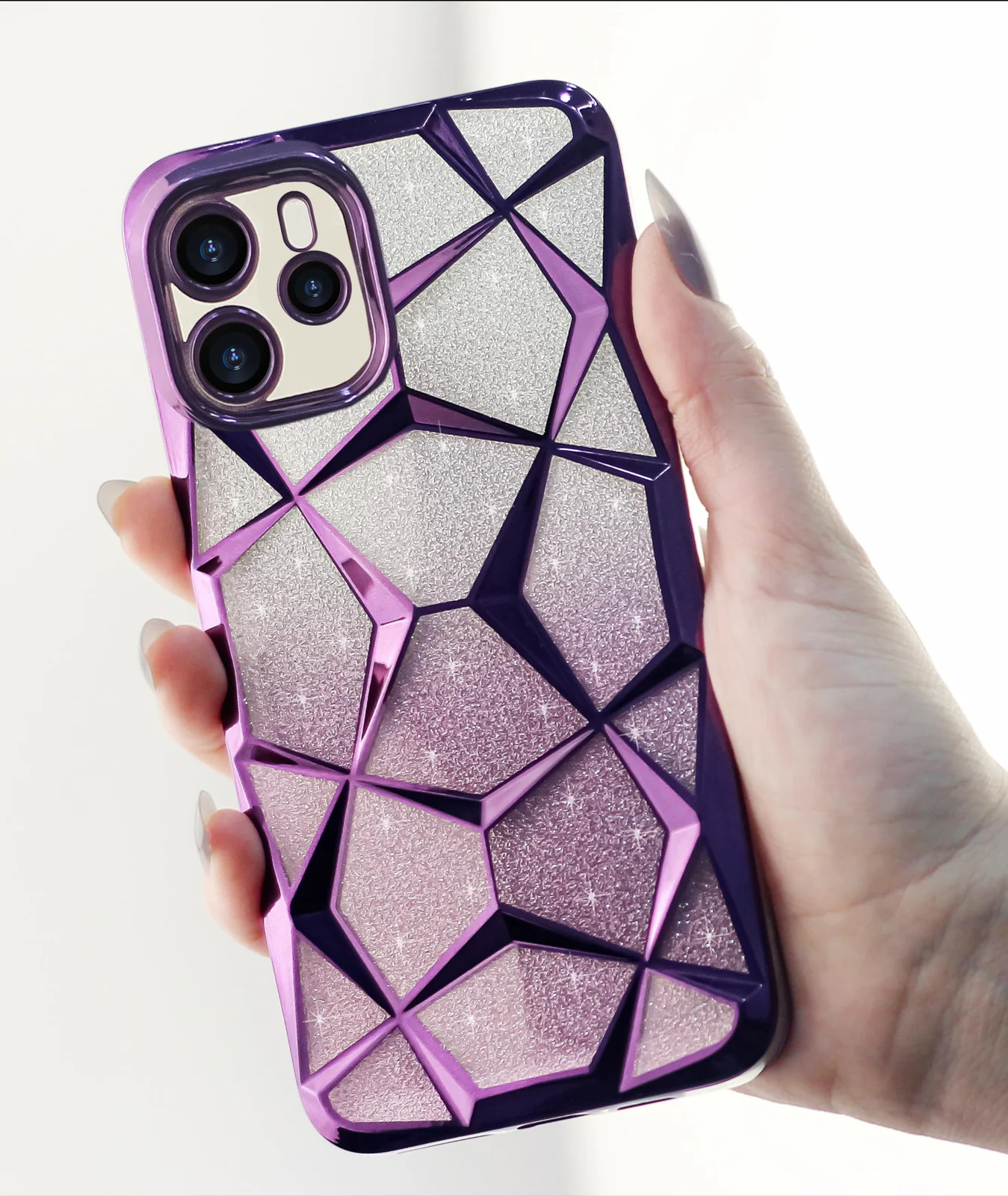 DL3 Mobilak Compatible with Xiaomi Redmi Note 14 4G (Not 5G) Case Plating Bling Gradient Glitter Clear Cover Soft TPU Silicone Cute Camera Protection Shockproof Back for Women Girls Case - Purple