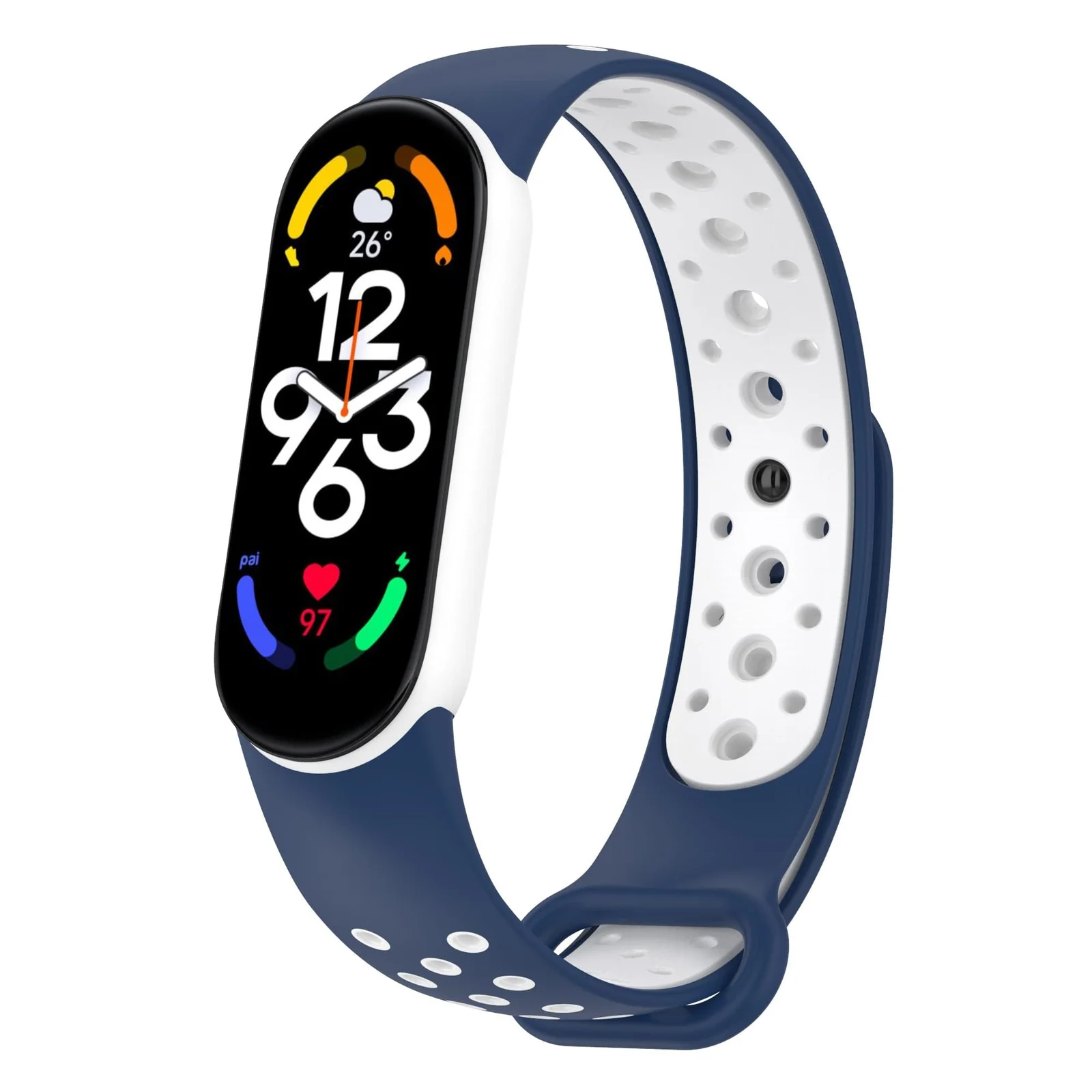 DL3 Mobilak Strap Compatible with Xiaomi Mi Band 4 / Mi Band 3, Women Men Armband, Two Colours Breathable Adjustable Soft Silicone Replacement Strap Compatible with Xiaomi Mi Band 3/4 - Blue White