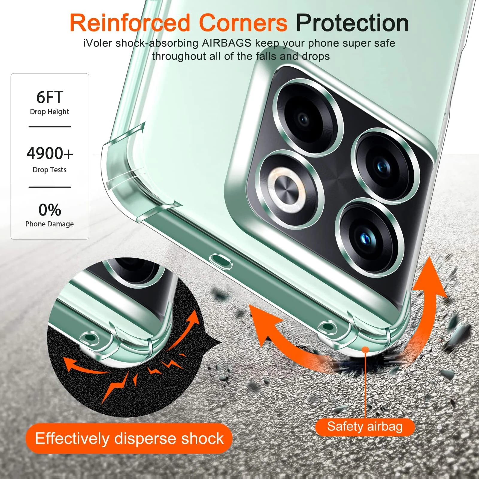 DL3 Mobilak Case Compatible with OnePlus 10T / OnePlus AcePro, Cover Silicone TPU Gorilla Anti-shock Protector Camera Shockproof Corners - Clear