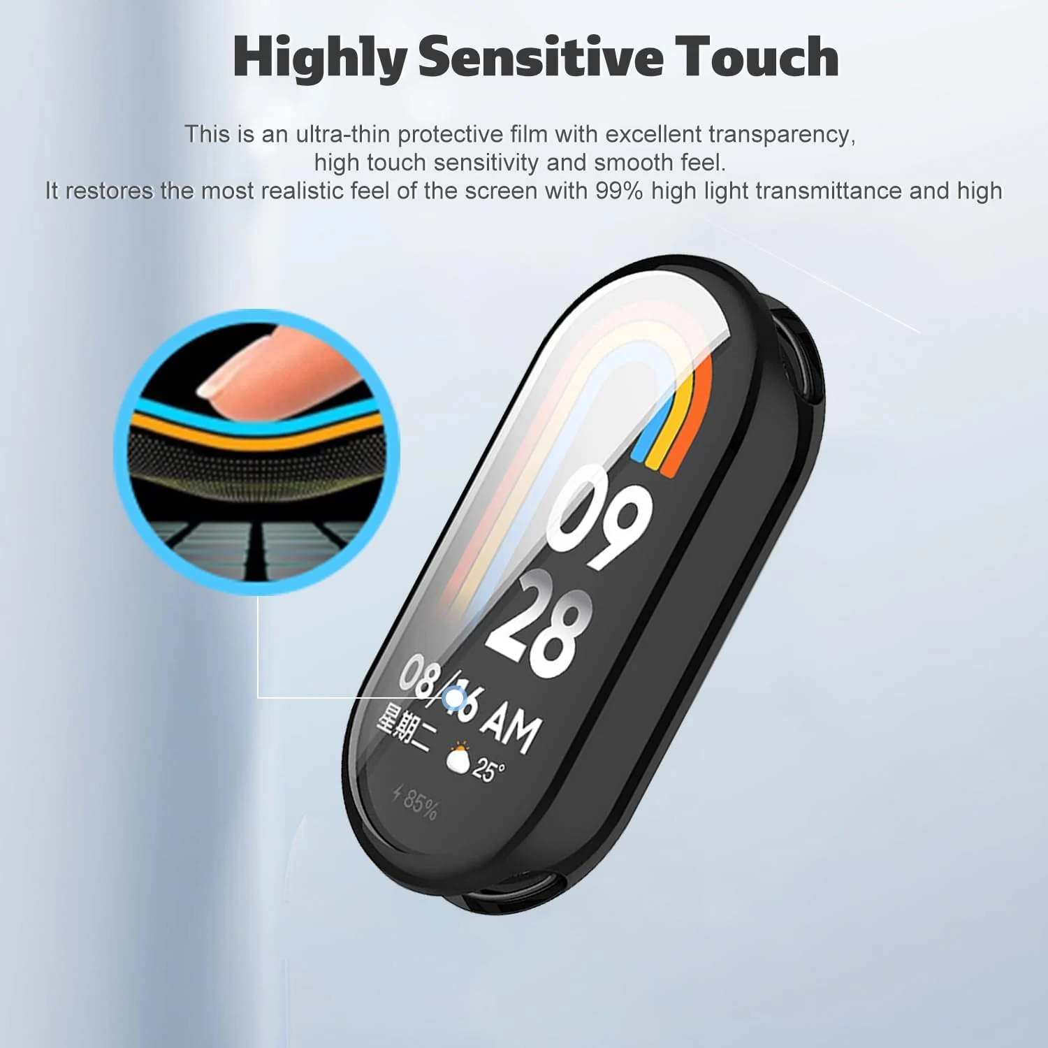 DL3 Mobilak Case Cover for Xiaomi Mi Band 10/9 / 8, Soft HD TPU Clear Film Case, Lightweight cover, Anti-Scratch and Anti-Fall for Protective Shell For Xiaomi Smart Band 10/9/8 - Black