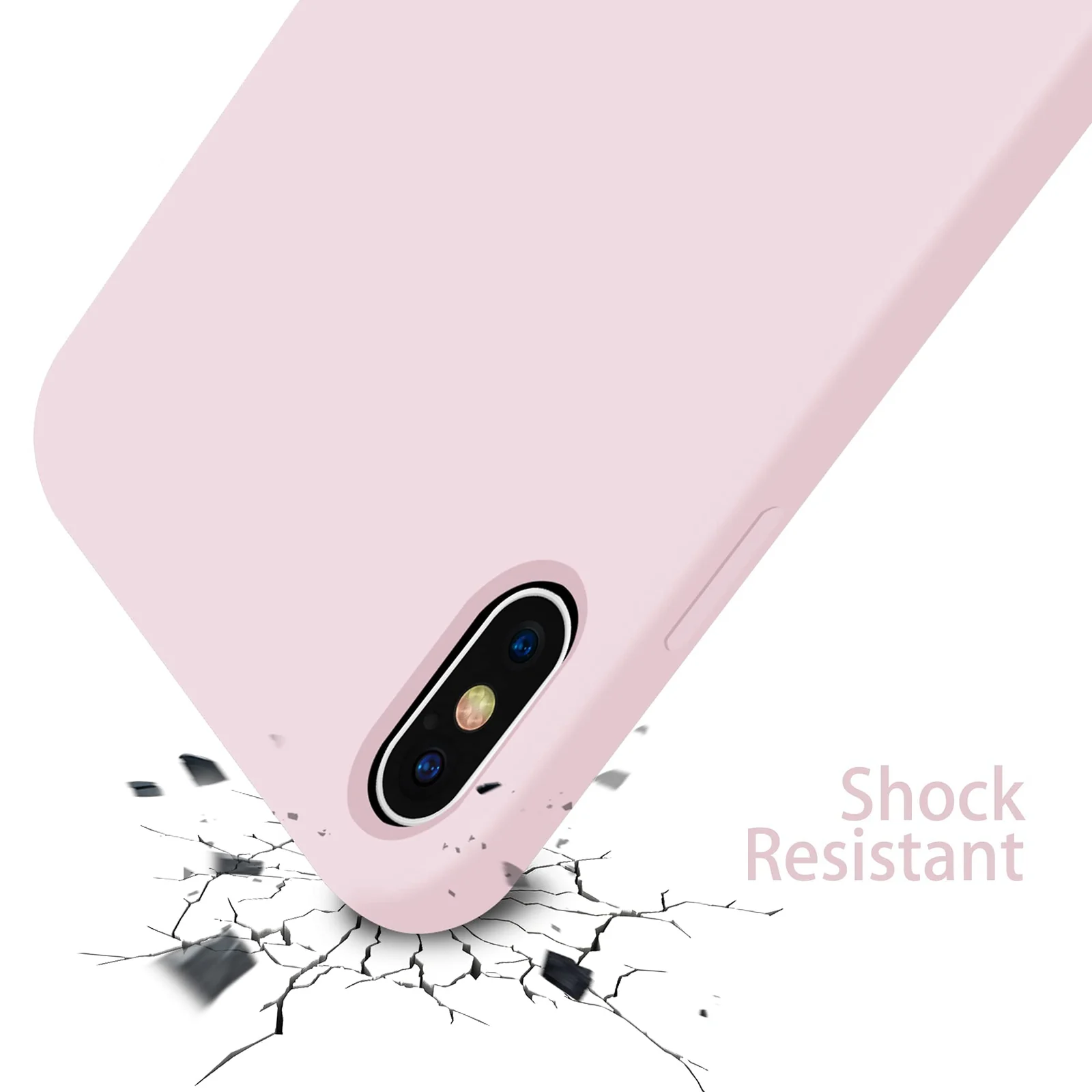 DL3 Mobilak Liquid Silicone Protective Case with Soft Microfiber Lining for iPhone X / iPhone XS - Ice Pink