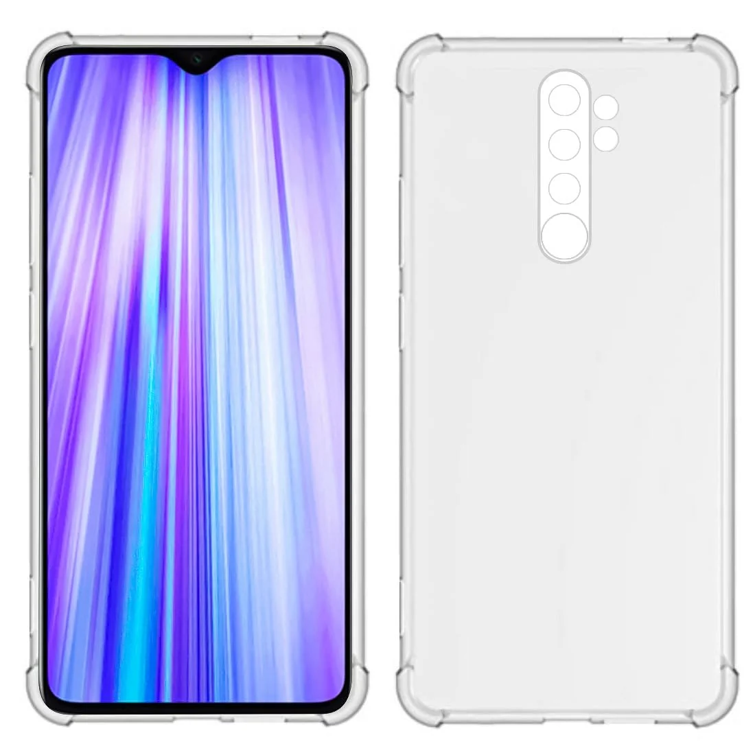 DL3 Mobilak Case Compatible with Xiaomi Redmi Note 8 Pro, Cover Silicone TPU Gorilla Anti-shock Protector Camera Shockproof Corners - Clear