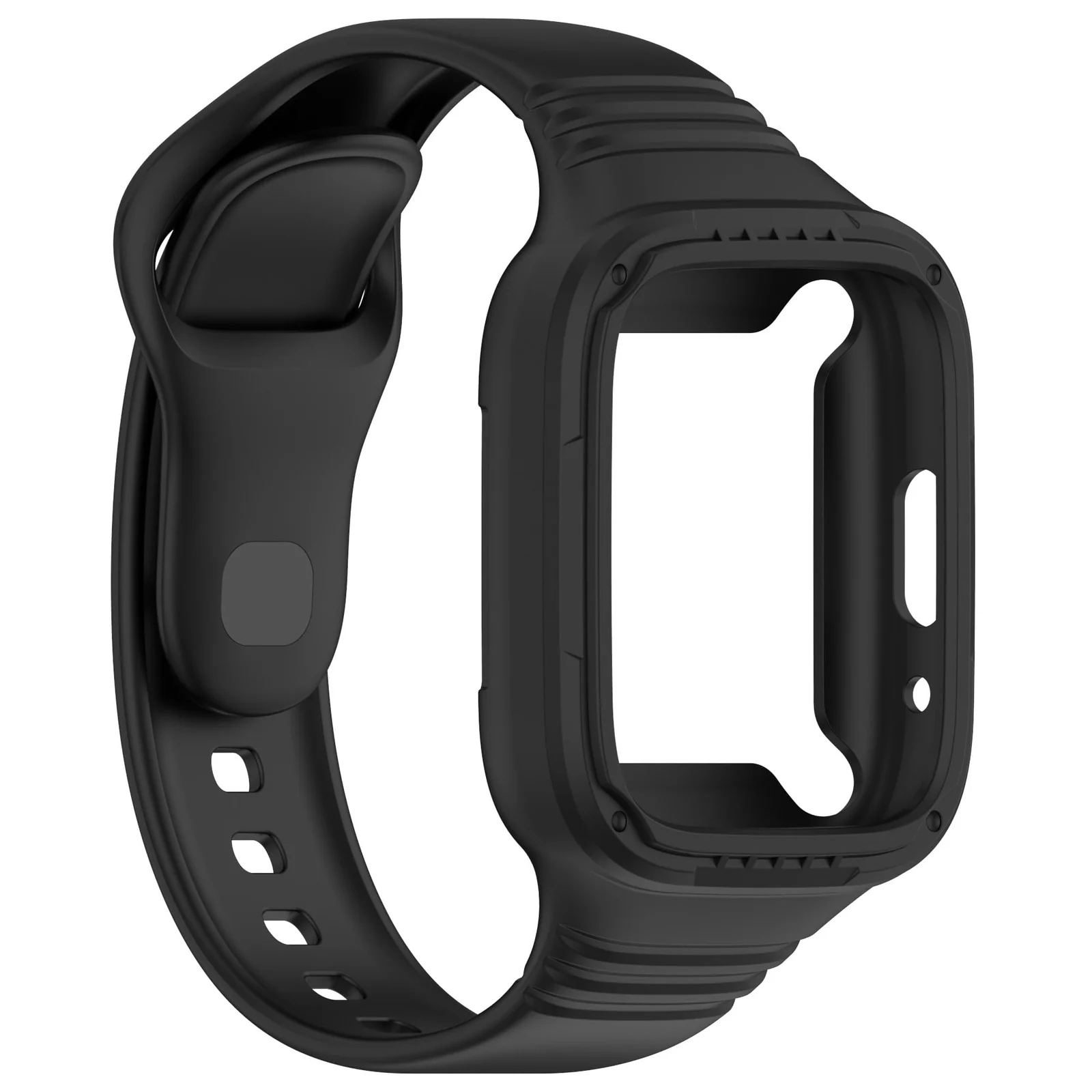DL3 Mobilak Strap With Cover Compatible with Xiaomi Redmi Watch 3 Lite/Redmi Watch 3 Active, Silicone Sport Band Replacement Watchband with Bumper Case, Adjustable Wristband - Black
