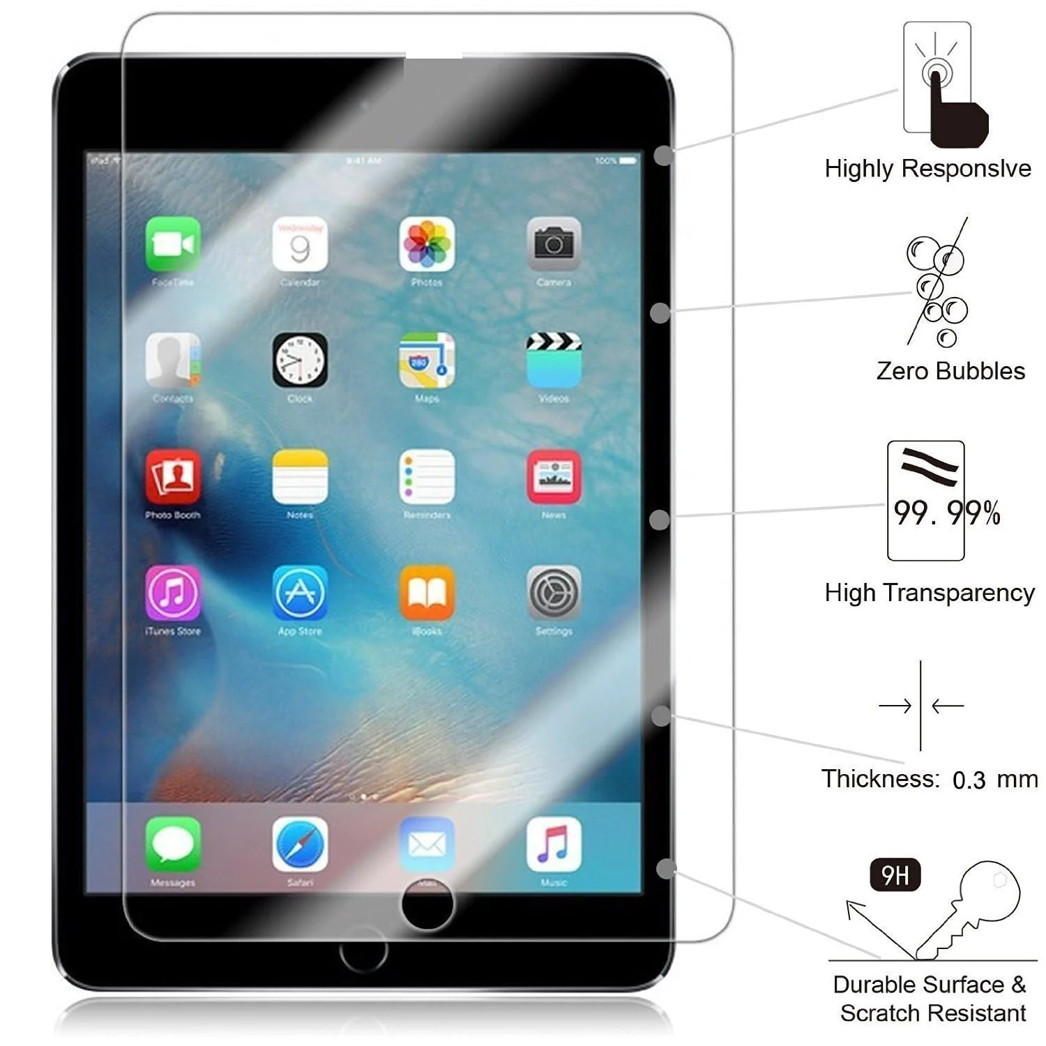 DL3 Mobilak Screen Protector For iPad Mini 1/2/3 / iPad Mini 1st/2nd/3rd Generation 7.9 inch Tempered Glass Film [HD Crystal ] [Easy Installation] [Scratch Resistant] [9H Hardness] - Clear
