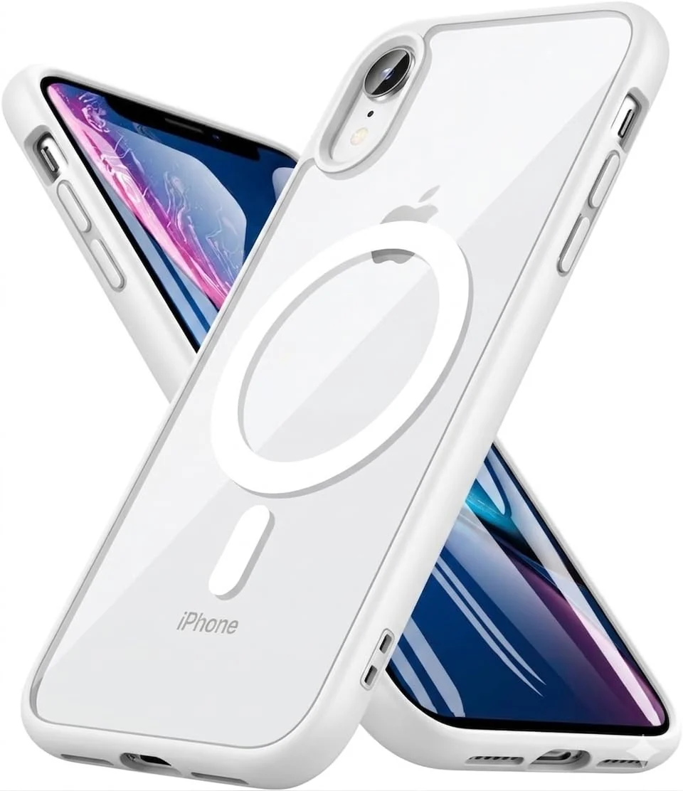 DL3 Mobilak Clear TPU Case for iPhone XR 6.1-Inch, Compatible with MagSafe accessories, Shock-absorbing protection, Anti-fingerprint finish - White