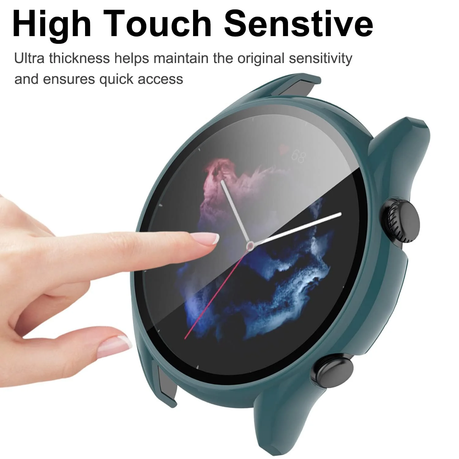 DL3 Mobilak Protective Case Compatible with Amazfit GTR 2 / GTR 2e 9H Hardness PC Case Bumper Full Slim Protective Cover with Tempered Glass For Amazfit GTR2 / GTR 2e - Green