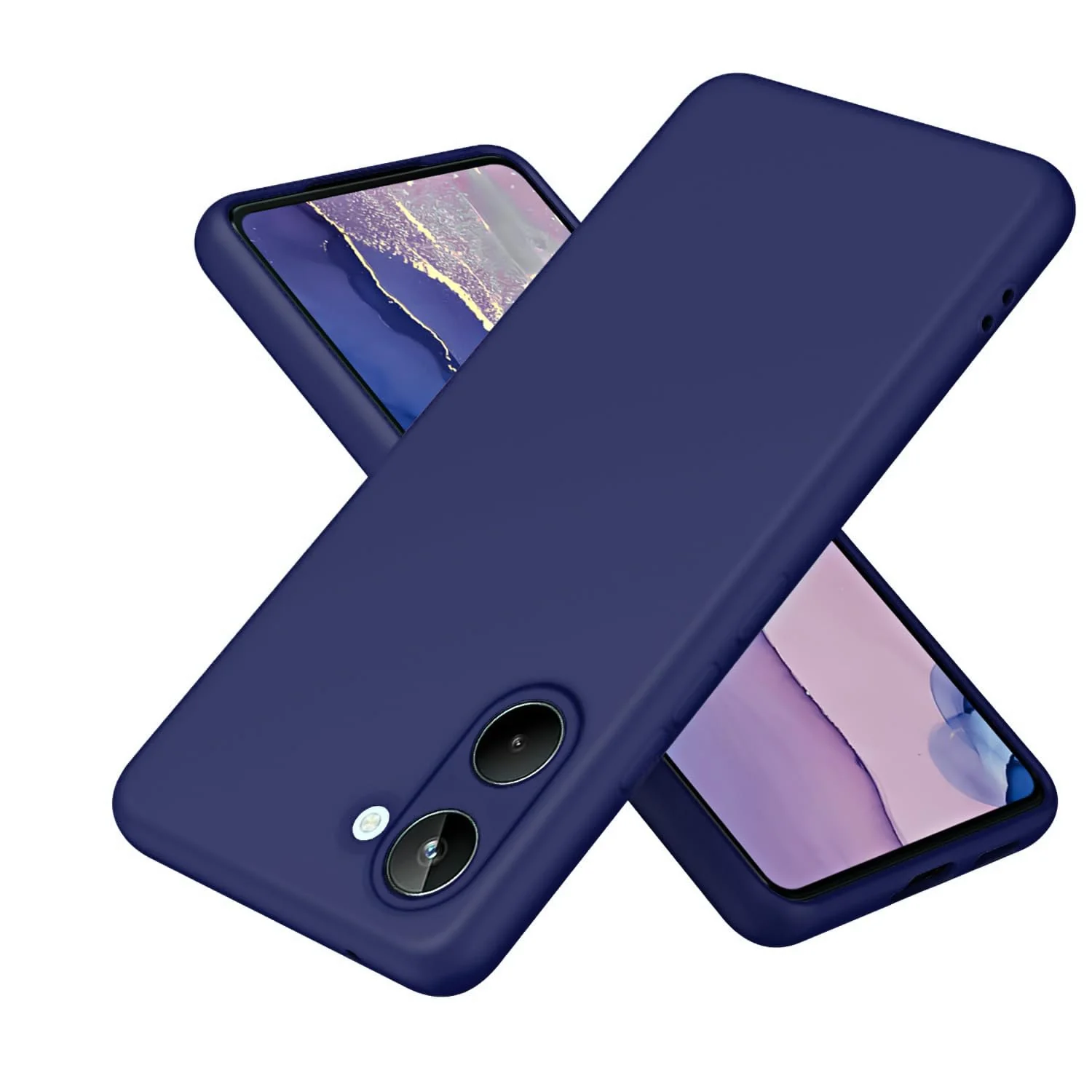DL3 Mobilak Liquid Silicone Protective Case for realme 10 4G with Microfiber Lining and Shockproof Design - Blue 2