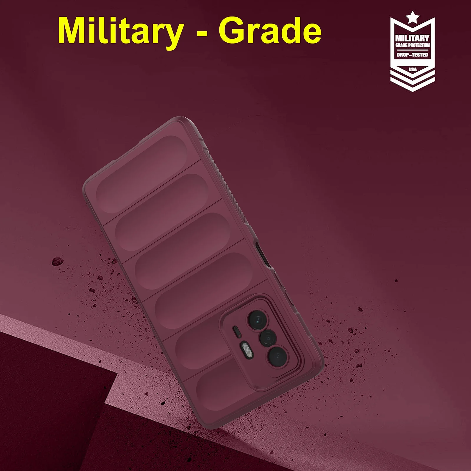 DL3 Mobilak Rugged Protective Case for Xiaomi 11T 5G / Xiaomi 11T Pro 5G, Camera protection, Shock-absorbing protection, Non-slip grip - Wine Red