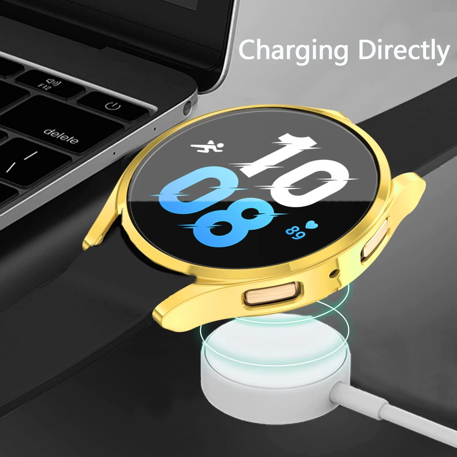 DL3 Mobilak Case Compatible with Samsung Galaxy Watch 5 Pro 45mm Case All-Around Watch Soft TPU [Frame Only] Shockproof Cover Slim Guard Thin Bumper Shell Protector - Gold