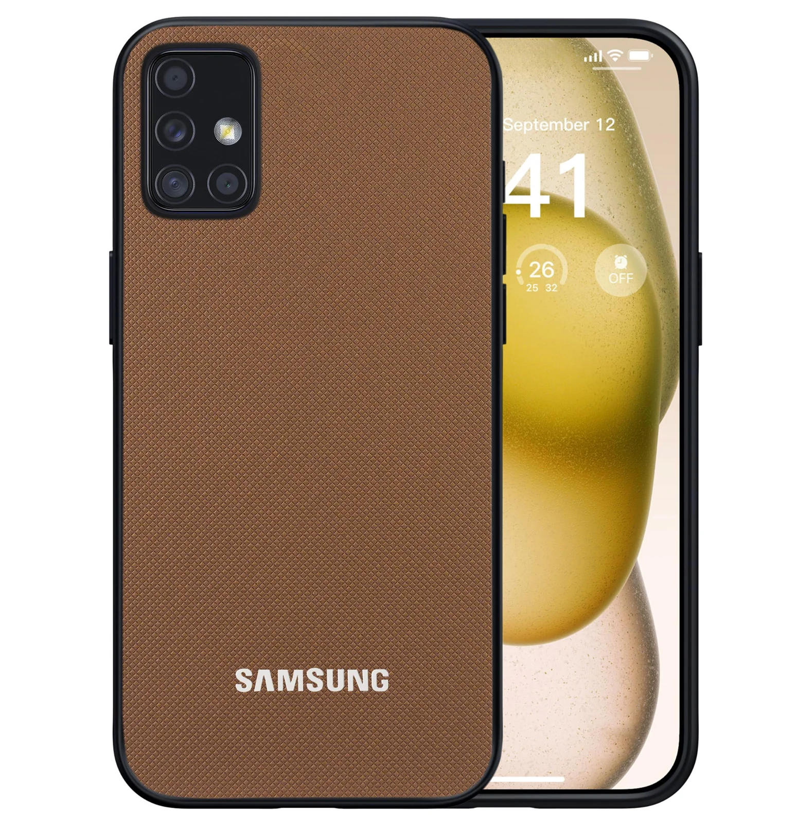 Dl3 Mobilak Compatible with Samsung Galaxy A51 Case Dual Layer Heavy Duty Cell Phone Protective Cover Shockproof Rugged with Non-Slip Textured - Brown