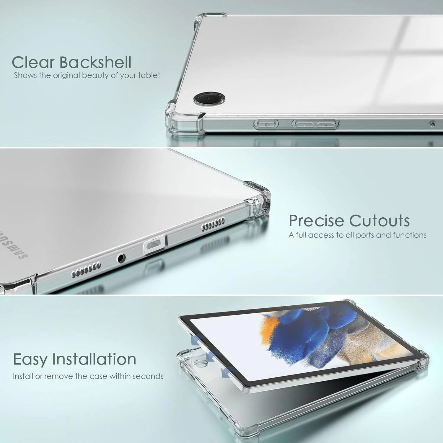 DL3 Mobilak Case For Samsung Galaxy Tab A9+/ A9 Plus Case 11 inch 2023 (SM-X210/X216/X218), Ultra Thin Silicone Shockproof Back Shell HD TPU Protective Cover - Clear