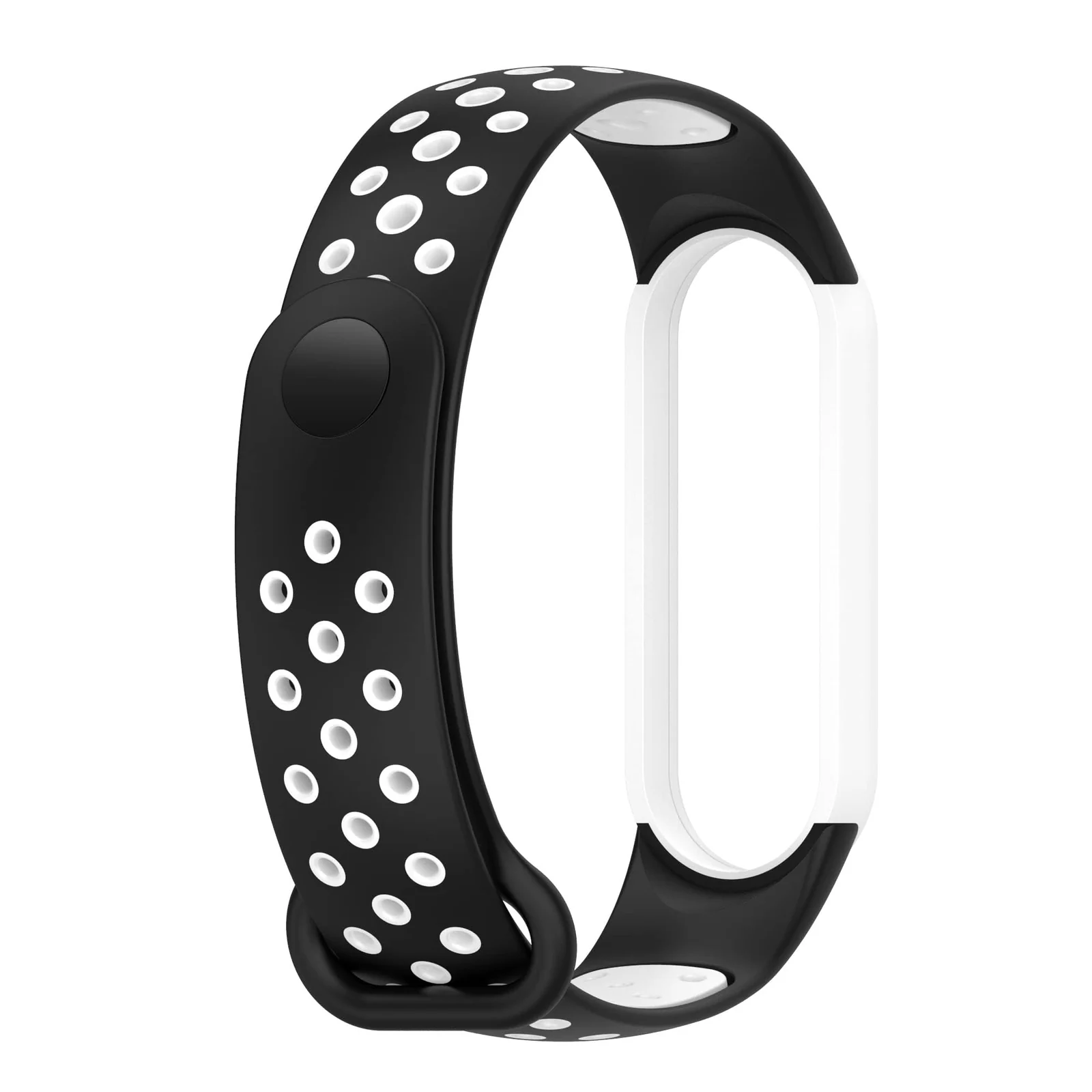DL3 Mobilak Strap for Xiaomi Mi Band 7 6 5/Amazfit Band 5, Women Men Armband, Two Colours Breathable Adjustable Soft Silicone Replacement Strap for Xiaomi Mi Band 7/6/5/Amazfit Band 5 - Black White