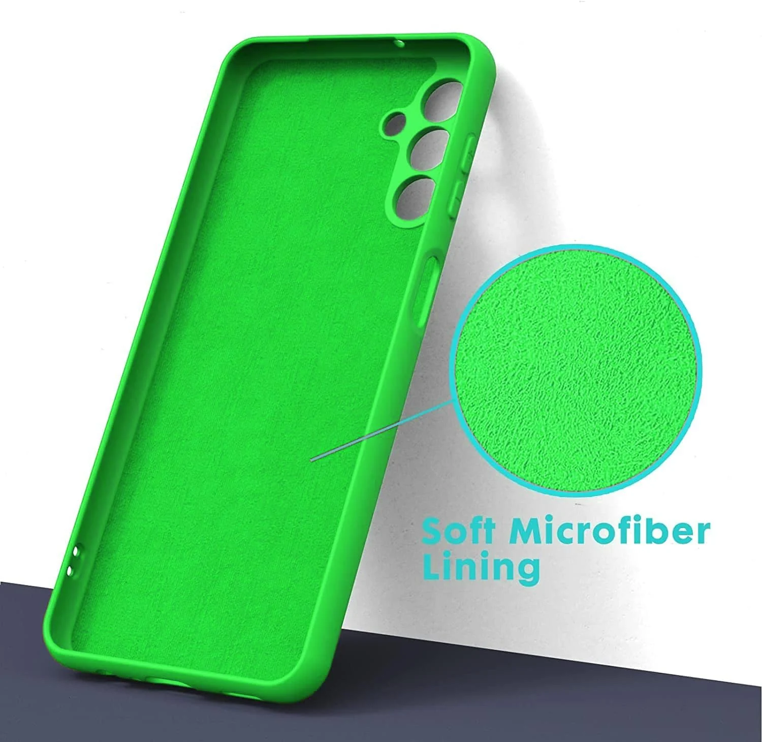 DL3 Mobilak Soft Silicone Protective Case for Samsung Galaxy A04s / A13 4G / A13 5G with Microfiber Lining and Shockproof Design - Neon Green