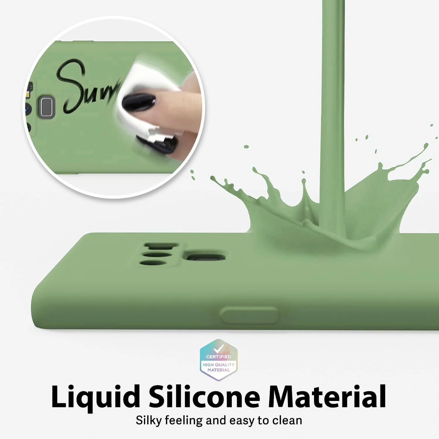 DL3 Mobilak Liquid Silicone Case for Samsung Galaxy Note9, Shock-absorbing protection, Scratch-resistant surface, Soft microfiber lining - Mint Green