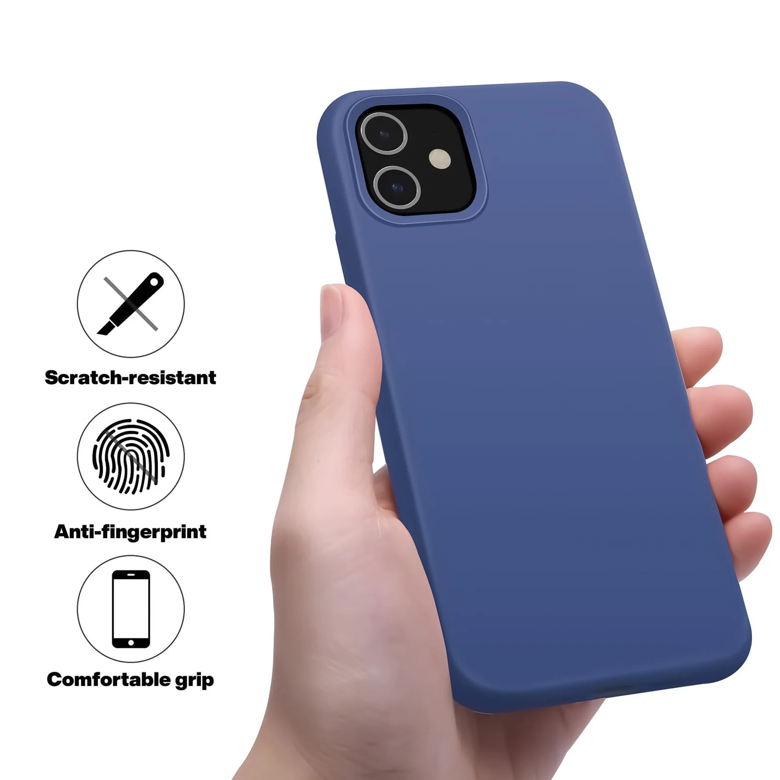 DL3 Mobilak Liquid Silicone Case for iPhone 12 / 12 Pro (6.1 Inch), Shock-absorbing protection, Scratch-resistant surface, Soft microfiber lining - Blue