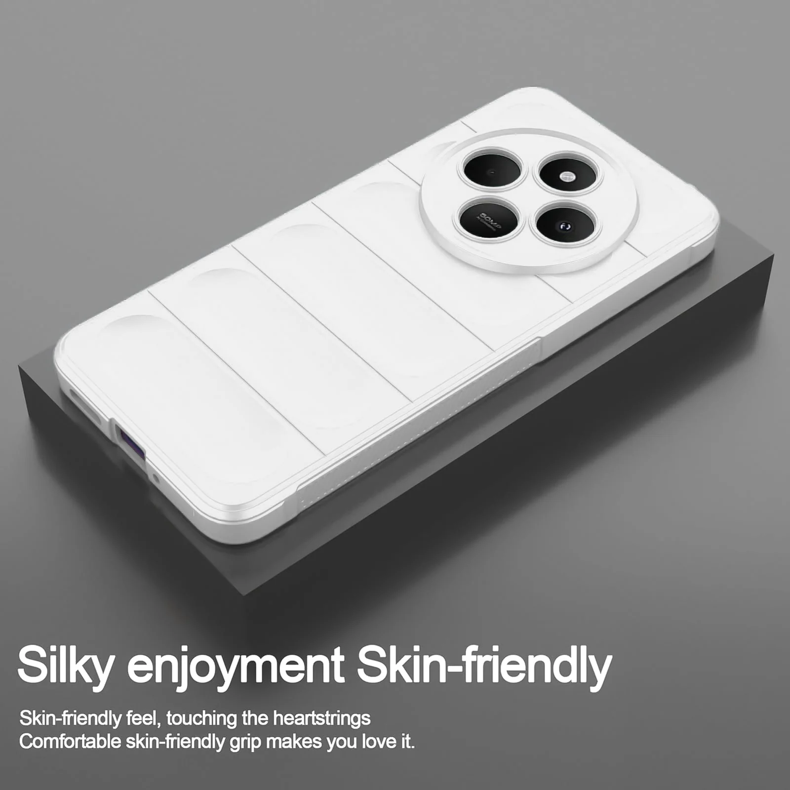 DL3 Mobilak Silicone Case for Xiaomi Redmi 14C 4G/Poco C75 Heavy Duty Protective [Slim Fit] Soft Flexible Protective Design Shock-Absorption TPU Cover With Camera Protection - White