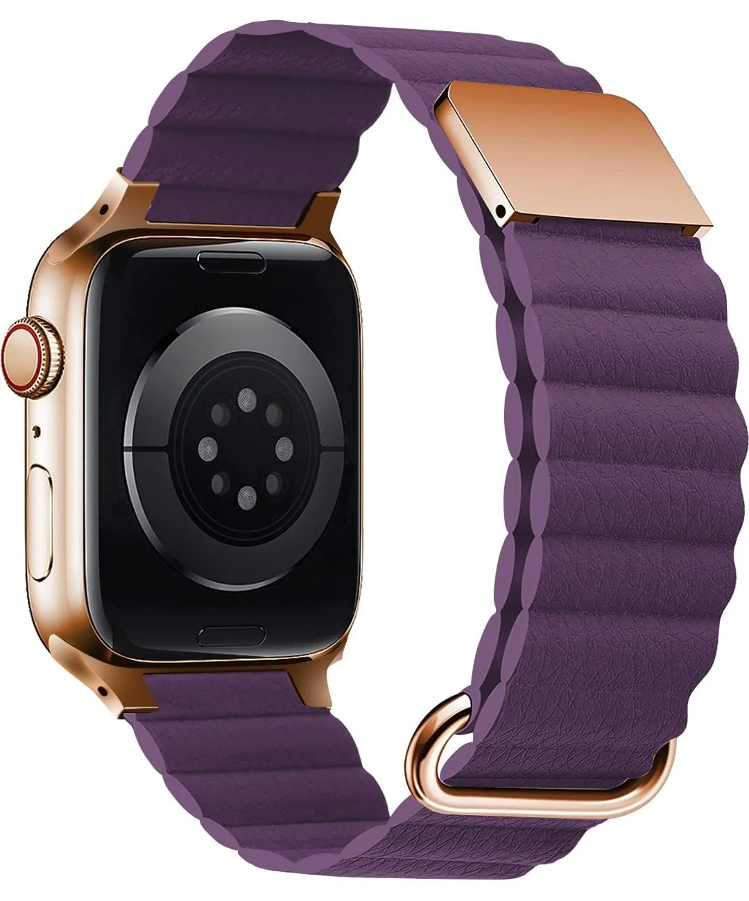 DL3 Mobilak Magnetic Closure System For Apple Watch Ultra Bands 49mm 45mm 44mm 42mm for iWatch Series 8 ultra 7 6 5 4 SE 3 2 Enhanced Adjustable Leather Strap For Men Or Women - Purple