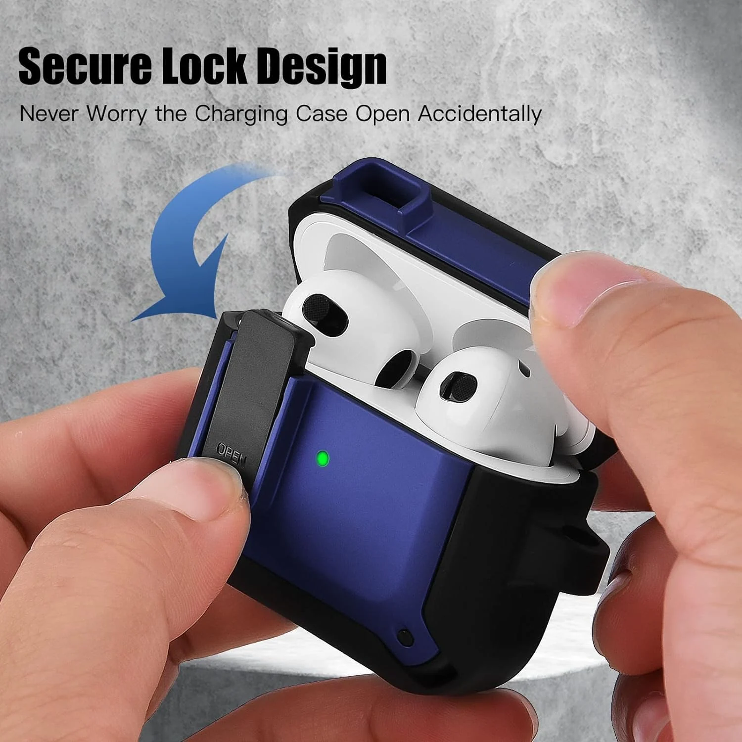 DL3 Mobilak Airpod Pro Cover With Lock, Compatible With AirPods Pro 2nd/1st Generation (2023/2022/2019), Shockproof Case for Men Women - Black Blue