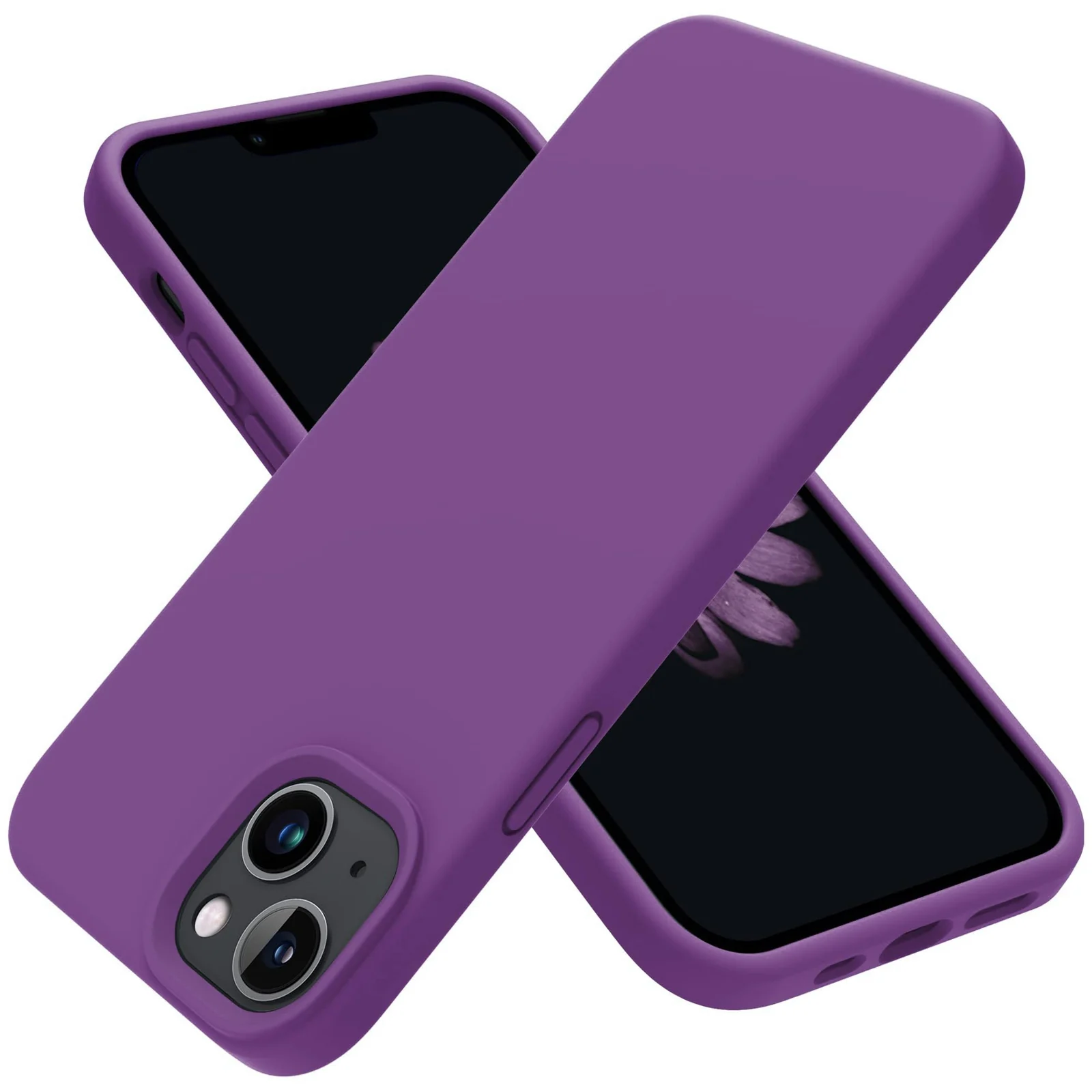 DL3 Mobilak Liquid Silicone Protective Case for iPhone 13 / iPhone 14 with Camera Protection and Microfiber Lining - Purple