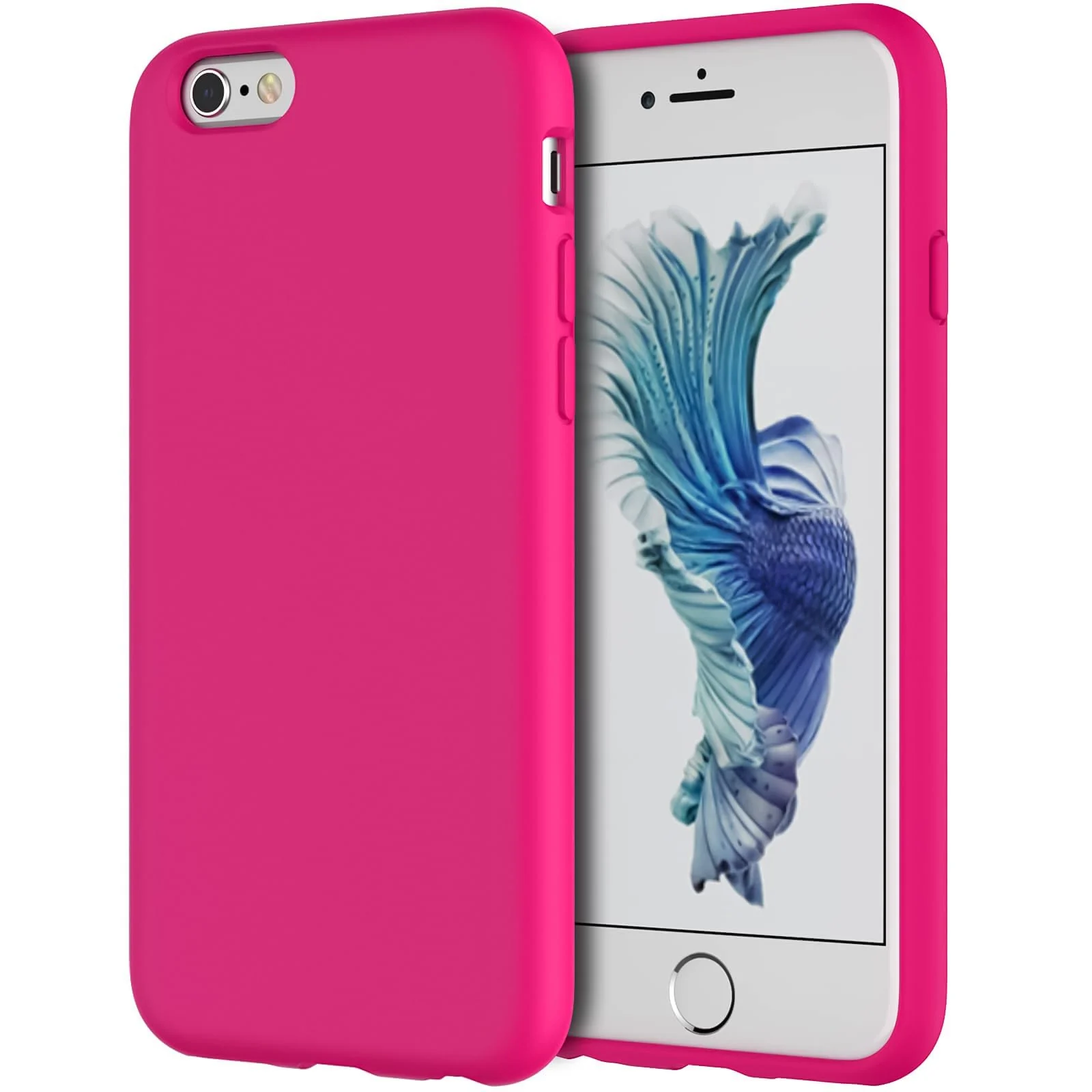 DL3 Mobilak Liquid Silicone Case for iPhone 6 / 6S, Shock-absorbing protection, Scratch-resistant surface, Soft microfiber lining - Neon Pink
