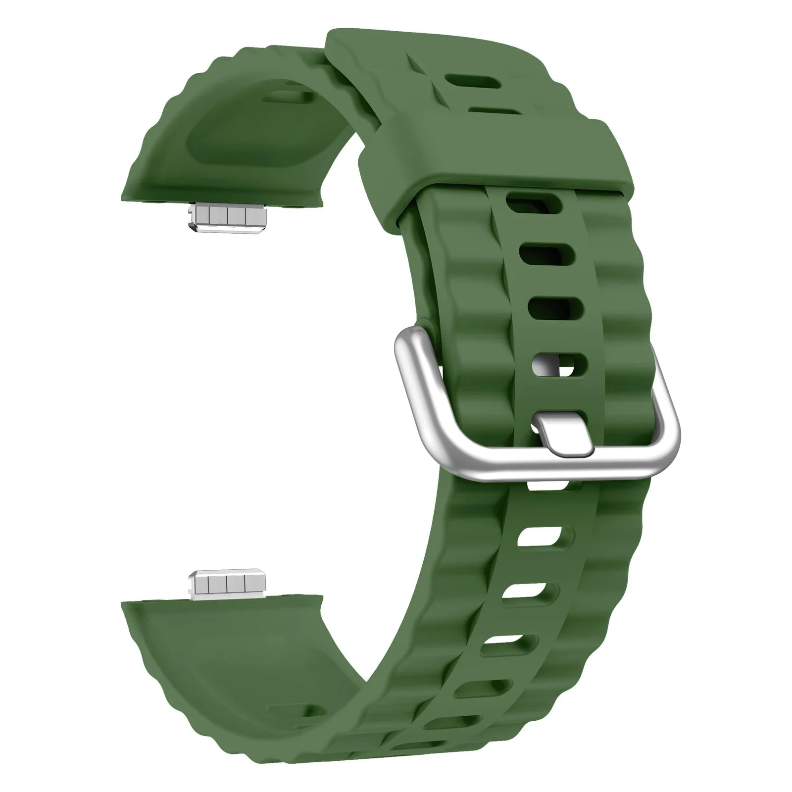 DL3 Mobilak Wavy Texture Sports Wristbands for Huawei Watch Fit 4/Fit 4 Pro/Fit 3 Strap, Breathable Silicone Wristband Strap Watch Strap Bracelet for Huawei Watch Fit 4 Pro/Fit4/3 - Green